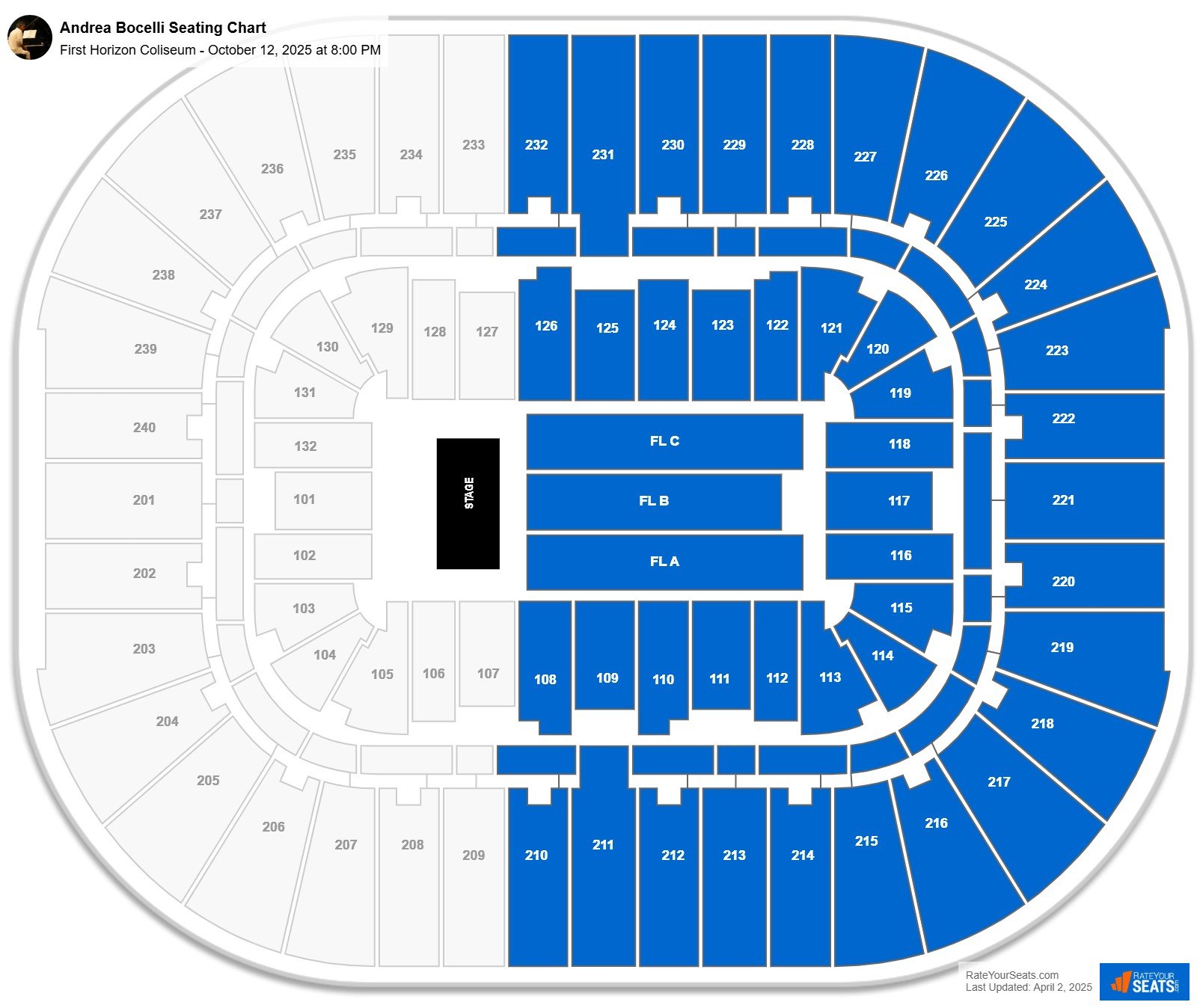 Andrea Bocelli seating chart First Horizon Coliseum