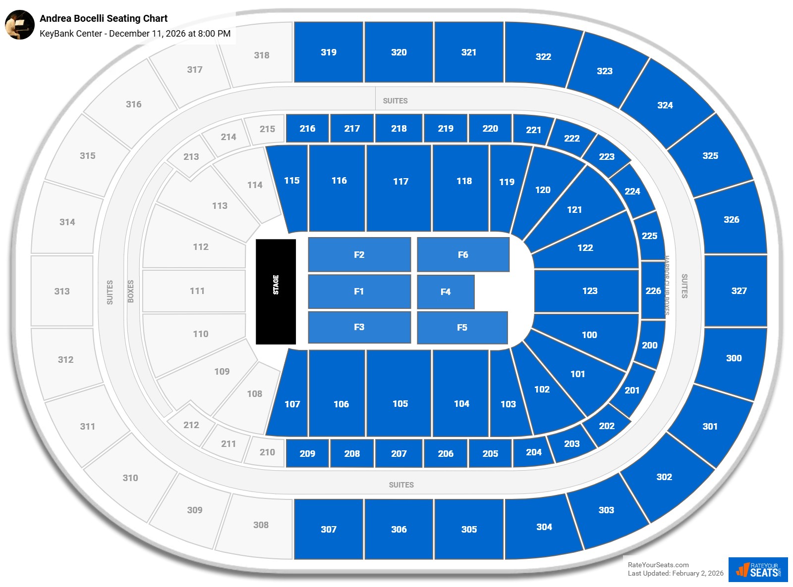 Andrea Bocelli seating chart KeyBank Center
