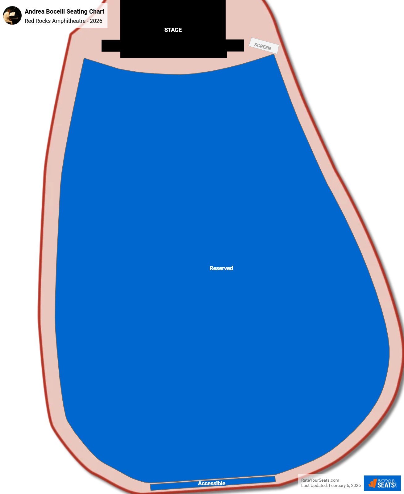 Andrea Bocelli seating chart Red Rocks Amphitheatre