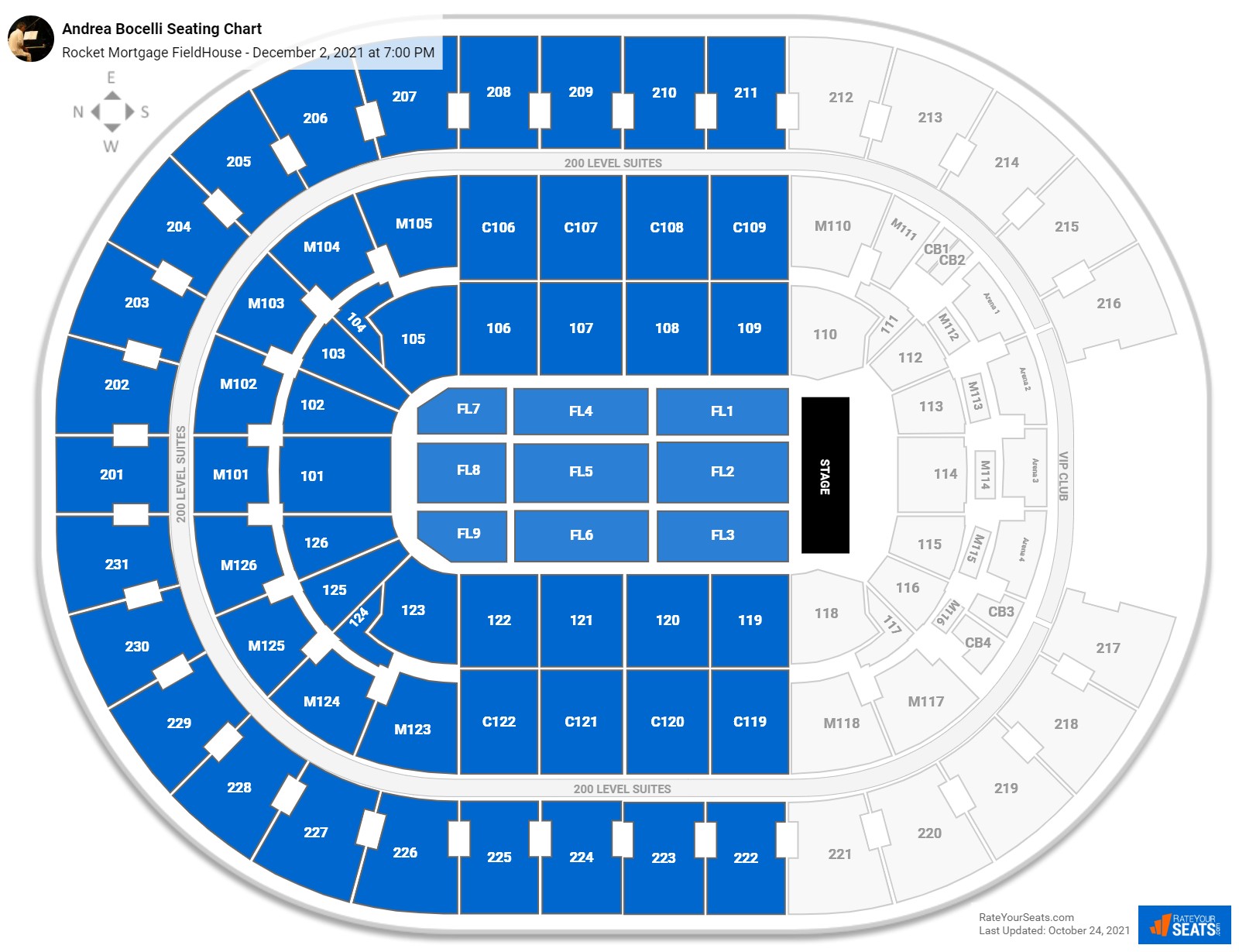Andrea Bocelli seating chart Rocket Mortgage FieldHouse