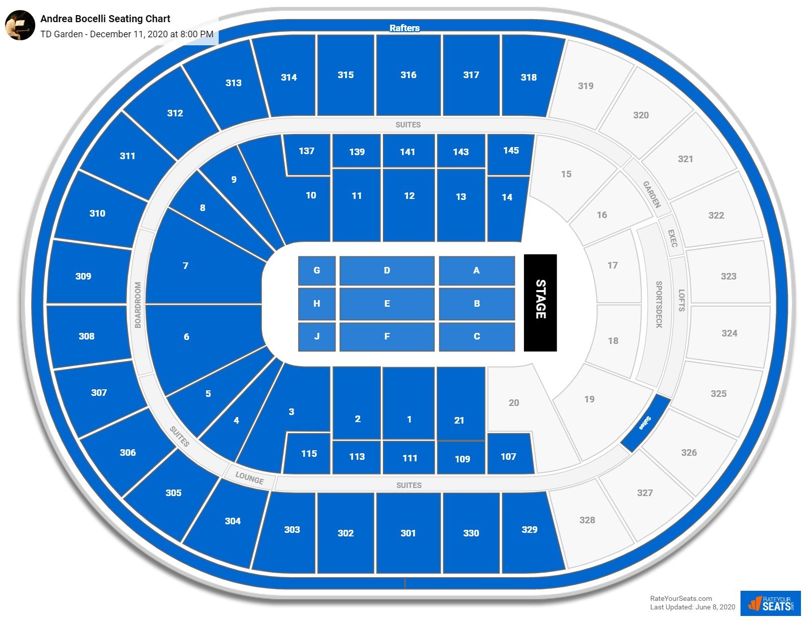 TD Garden Seating Charts for Concerts - RateYourSeats.com