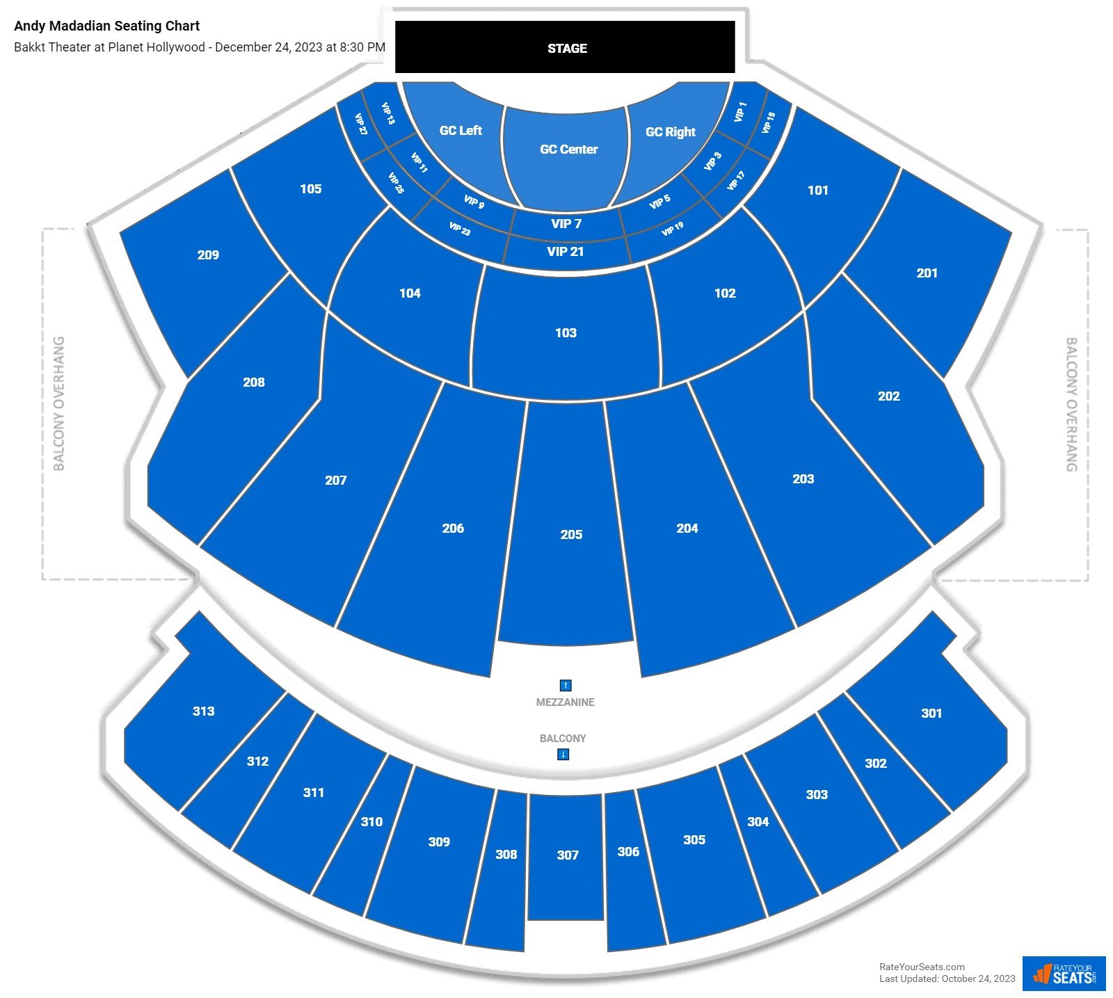 Bakkt Theater at Hollywood Seating Chart