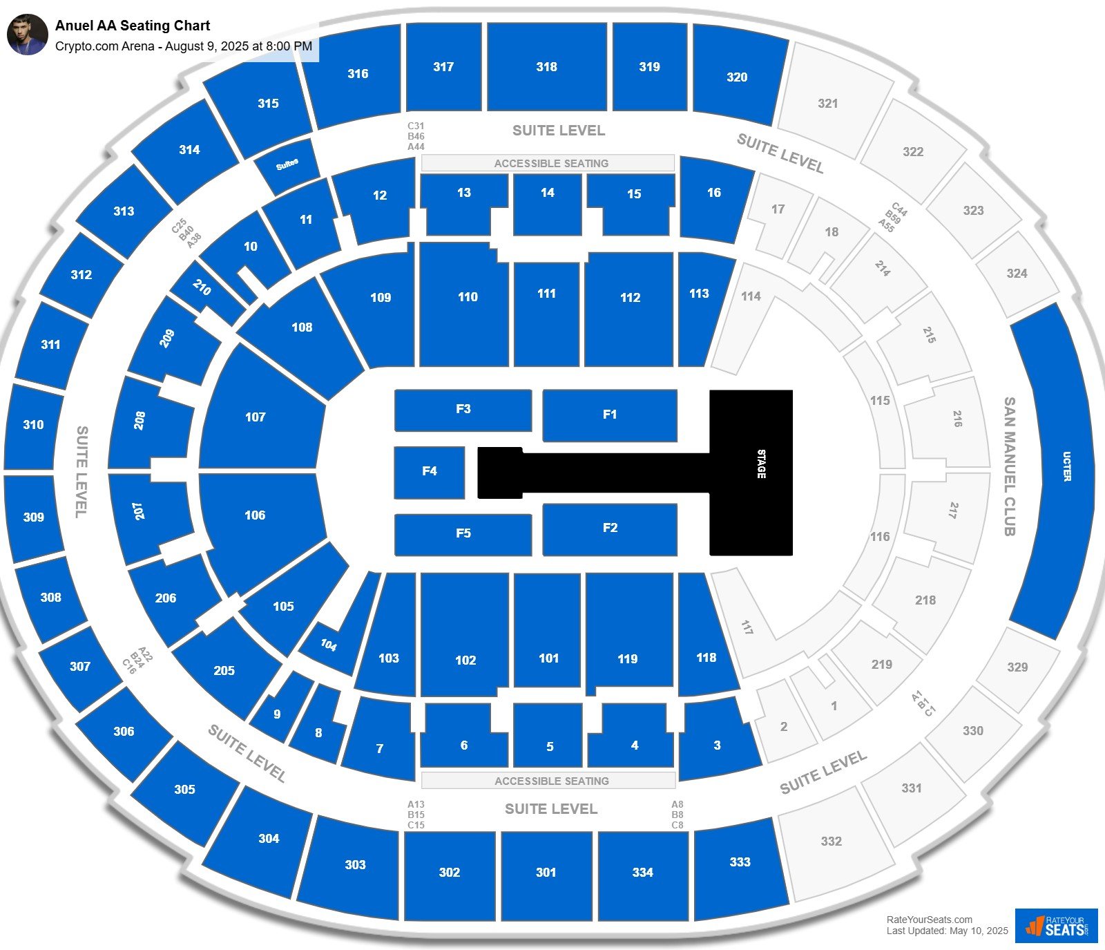 Anuel AA seating chart Crypto.com Arena