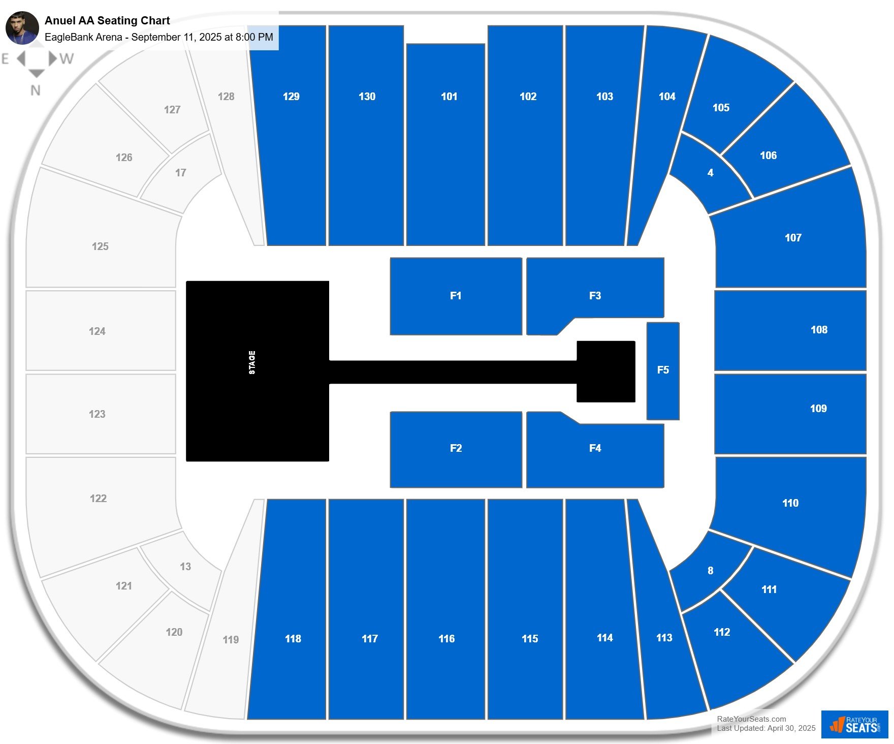 Anuel AA seating chart EagleBank Arena