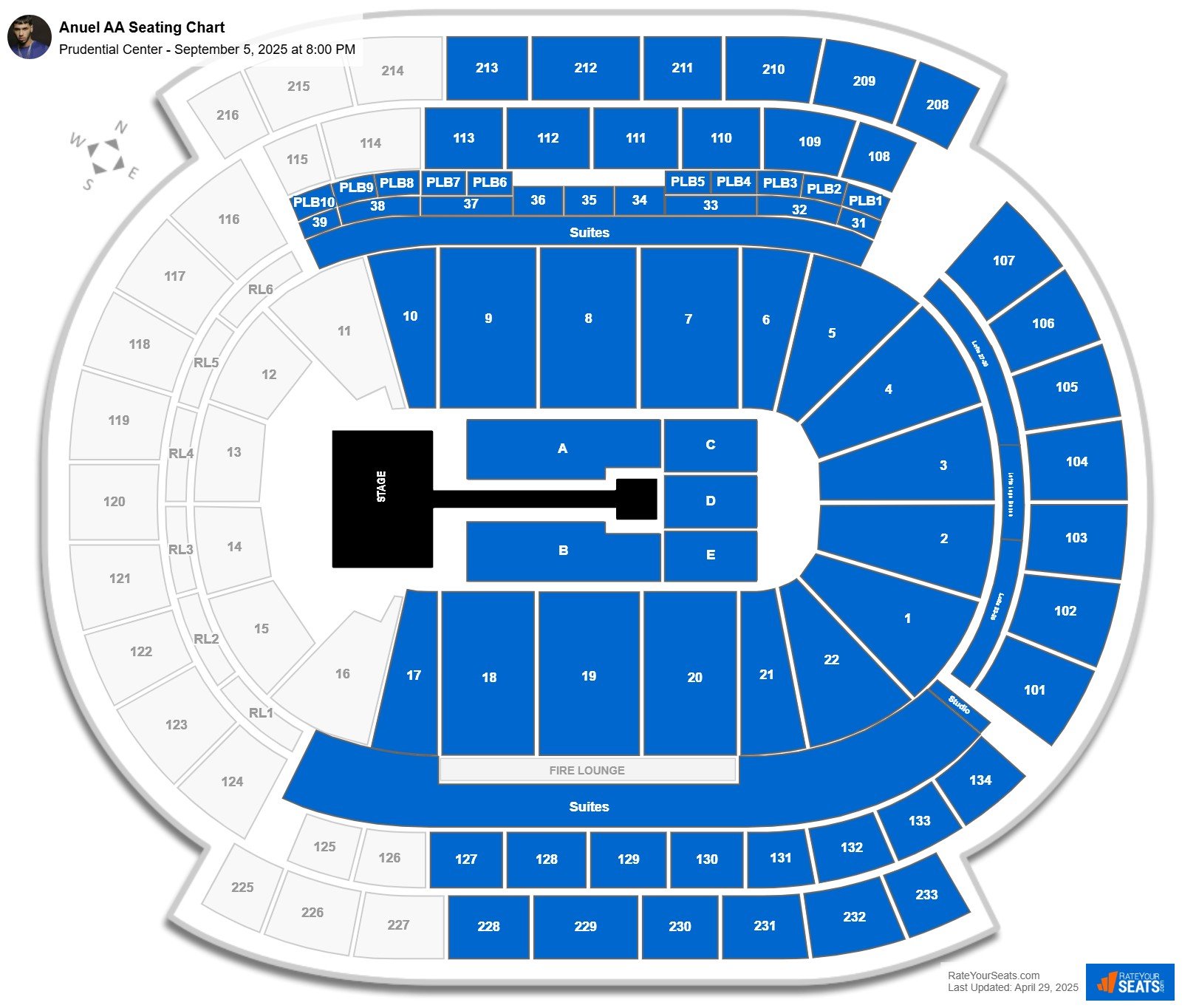 Anuel AA seating chart Prudential Center