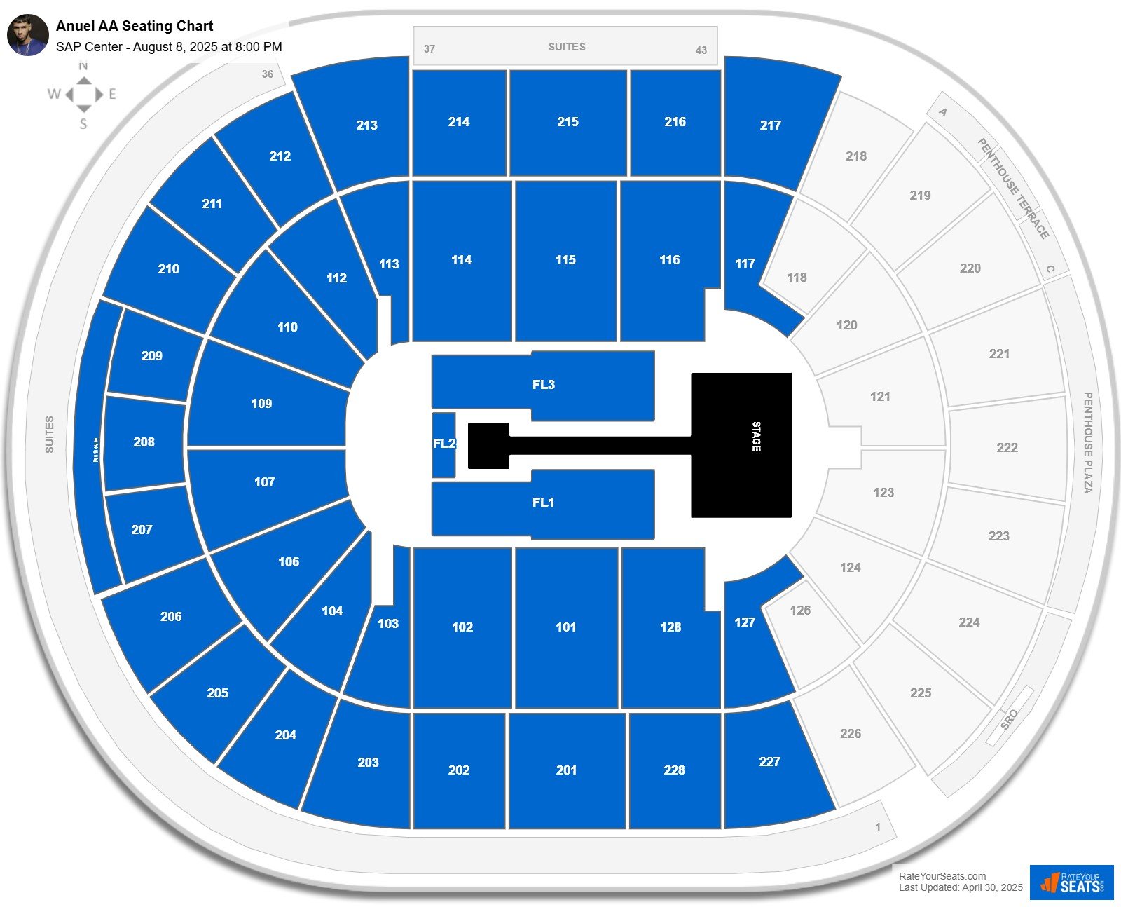 Anuel AA seating chart SAP Center