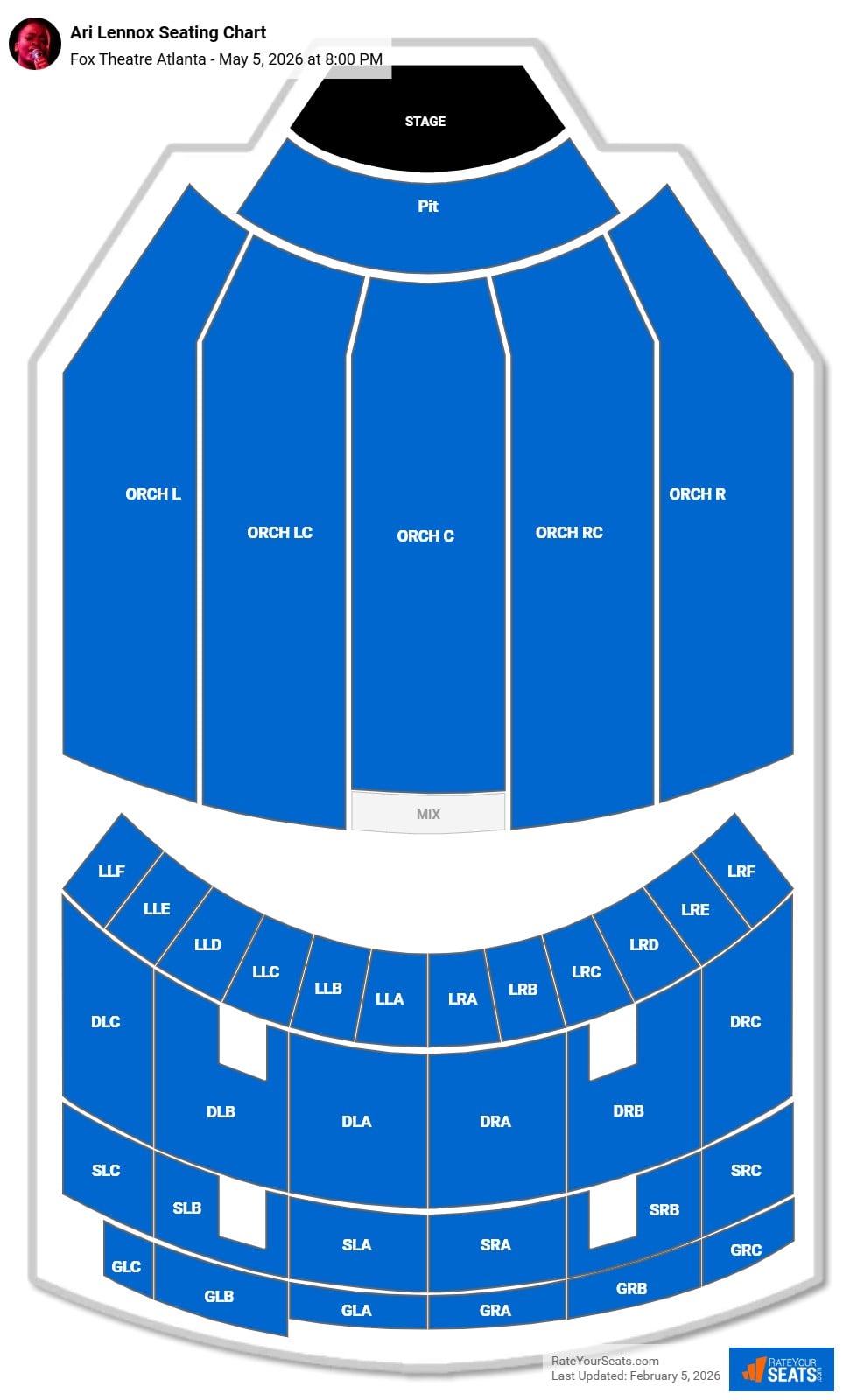Ari Lennox seating chart Fox Theatre Atlanta