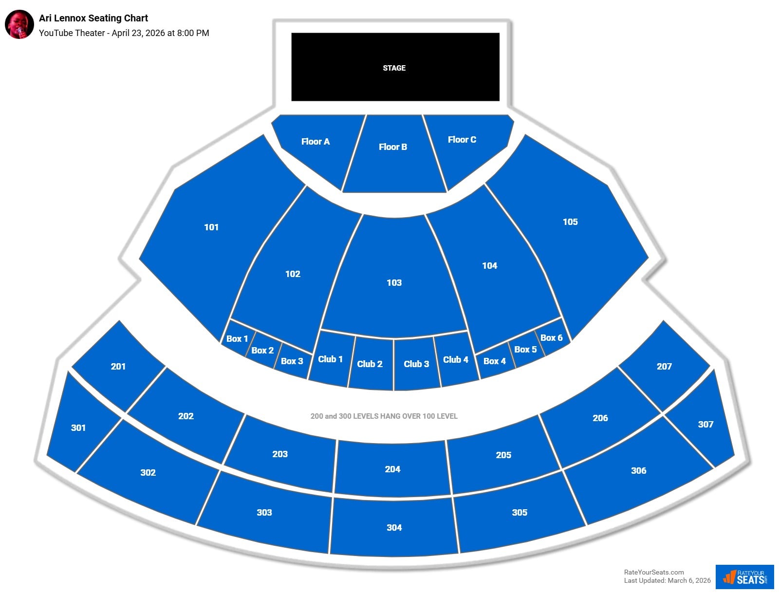 Ari Lennox seating chart YouTube Theater