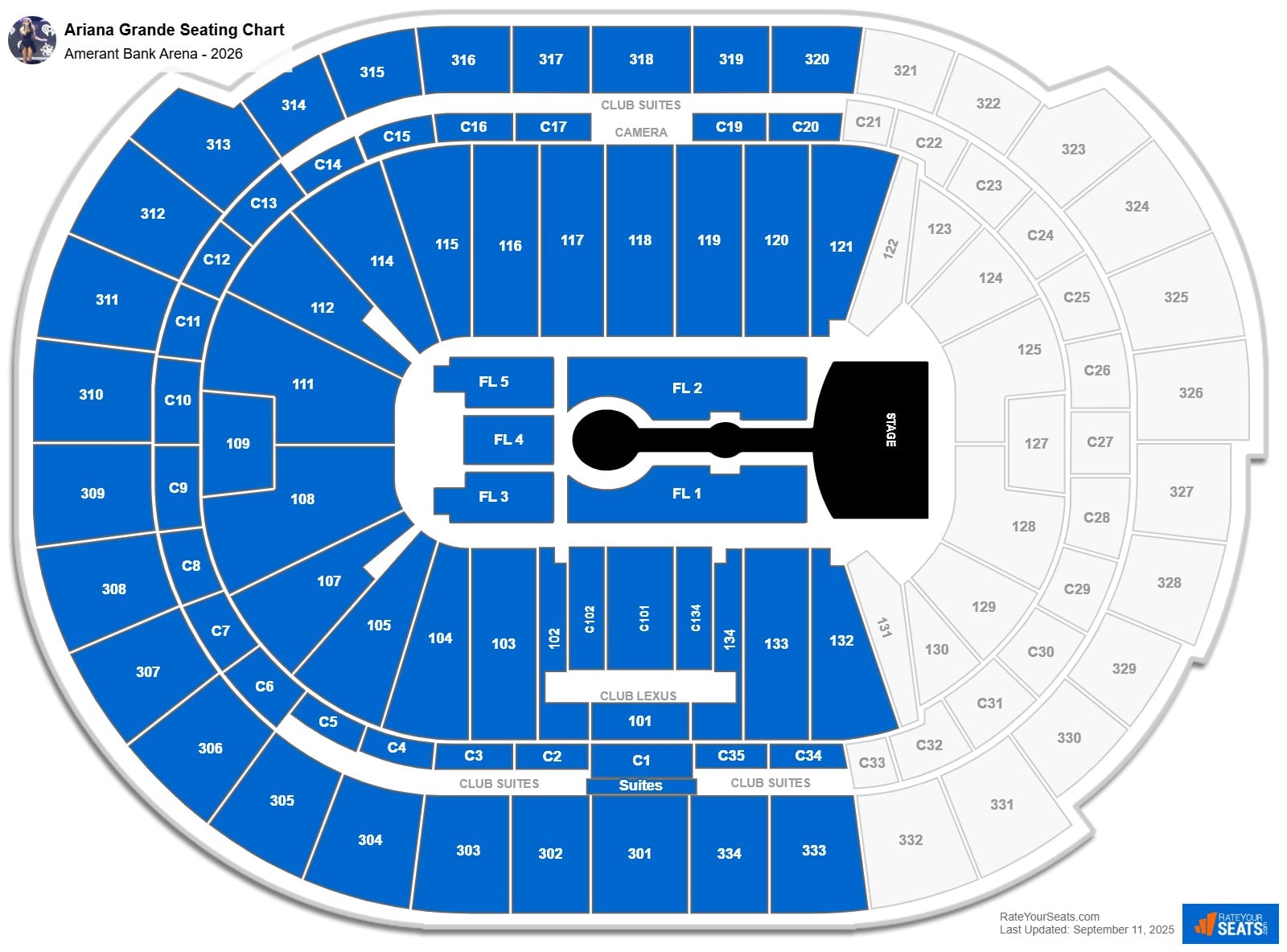 Ariana Grande seating chart Amerant Bank Arena