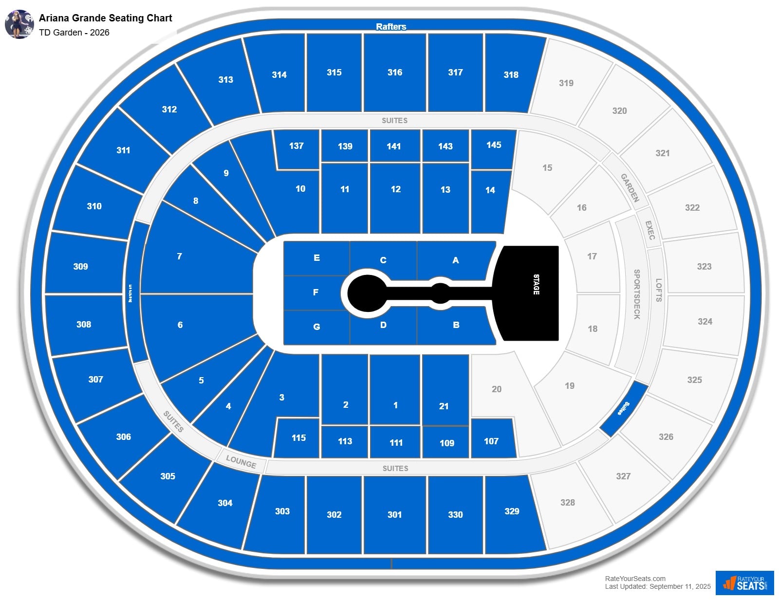 Ariana Grande seating chart TD Garden