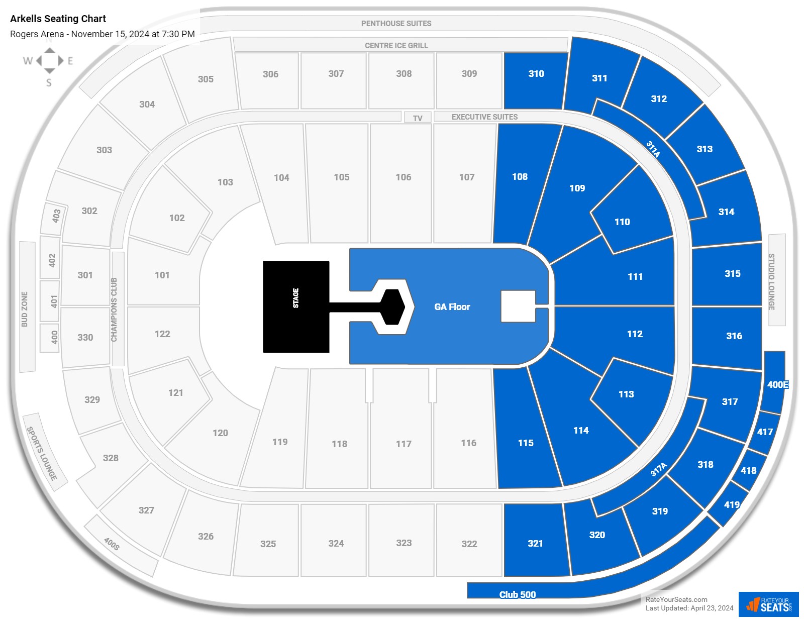 Rogers Arena Concert Seating Chart - RateYourSeats.com