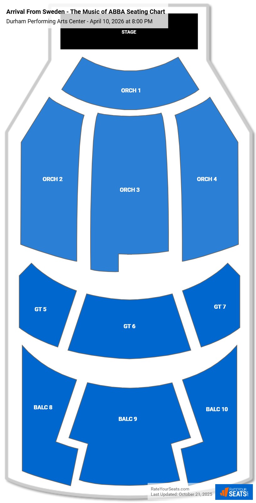 Arrival From Sweden - The Music of ABBA seating chart Durham Performing Arts Center