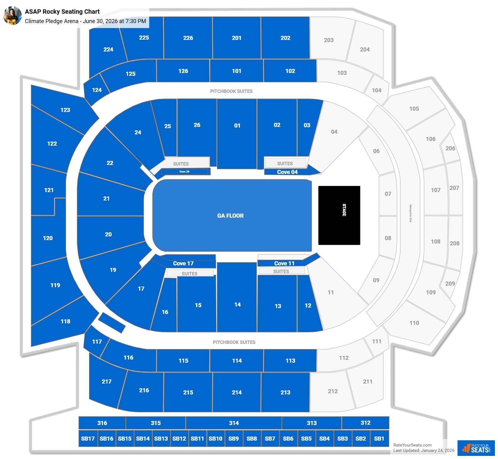 ASAP Rocky seating chart Climate Pledge Arena