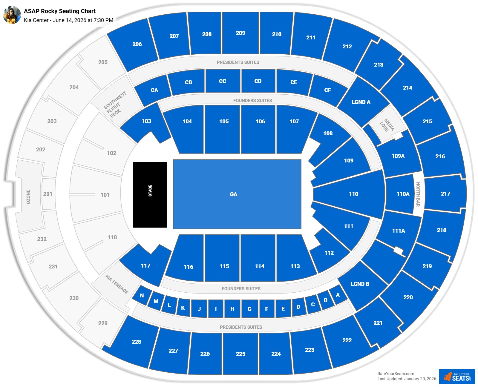 ASAP Rocky seating chart Kia Center
