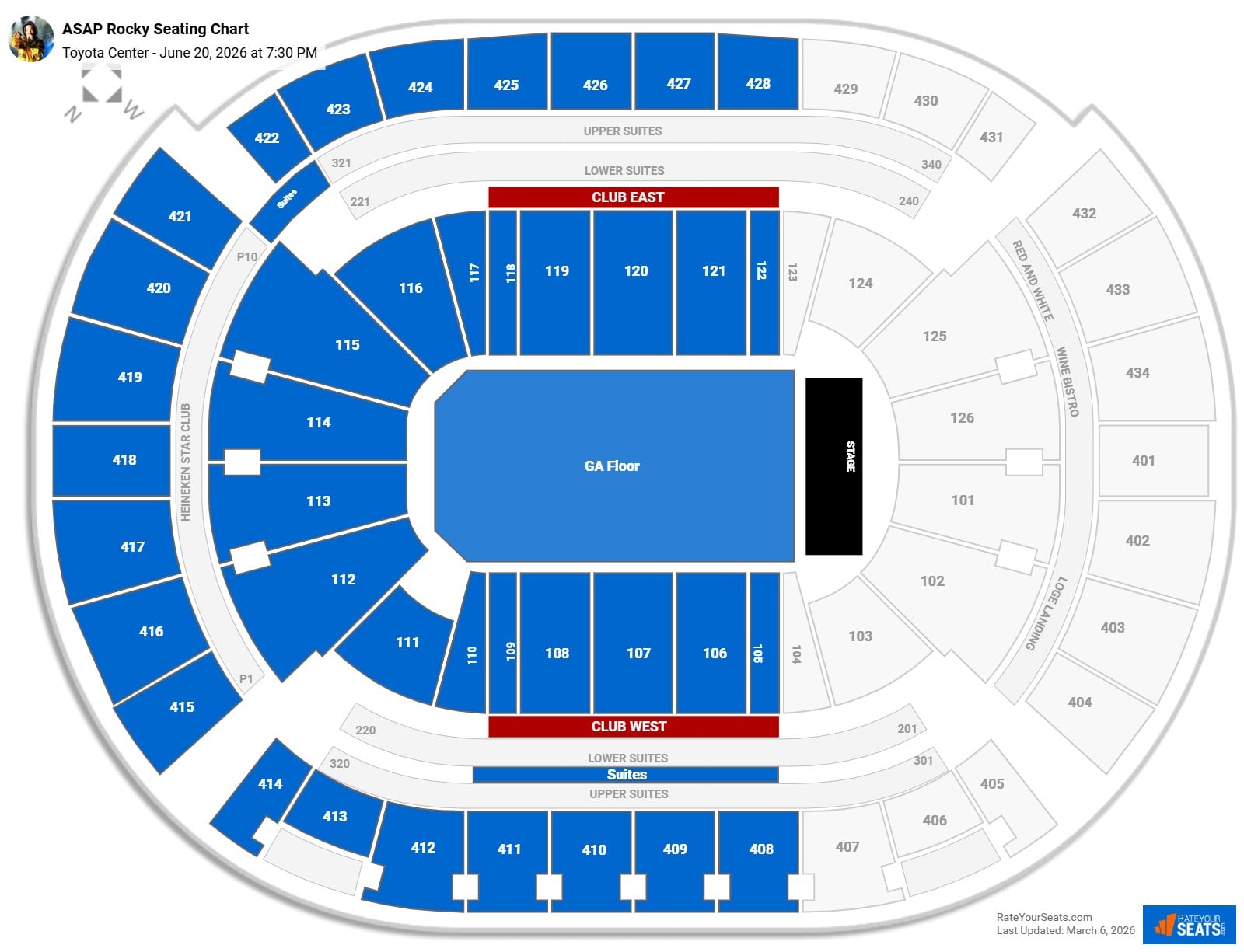 ASAP Rocky seating chart Toyota Center