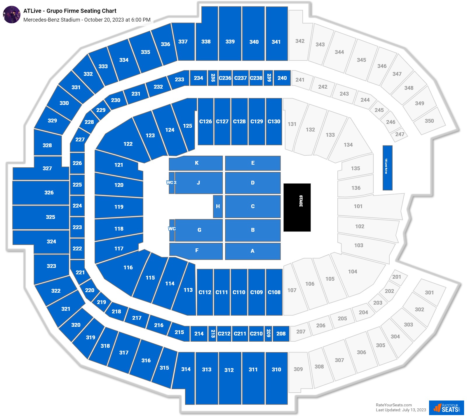 Mercedes-Benz Stadium Concert Seating Chart - RateYourSeats.com