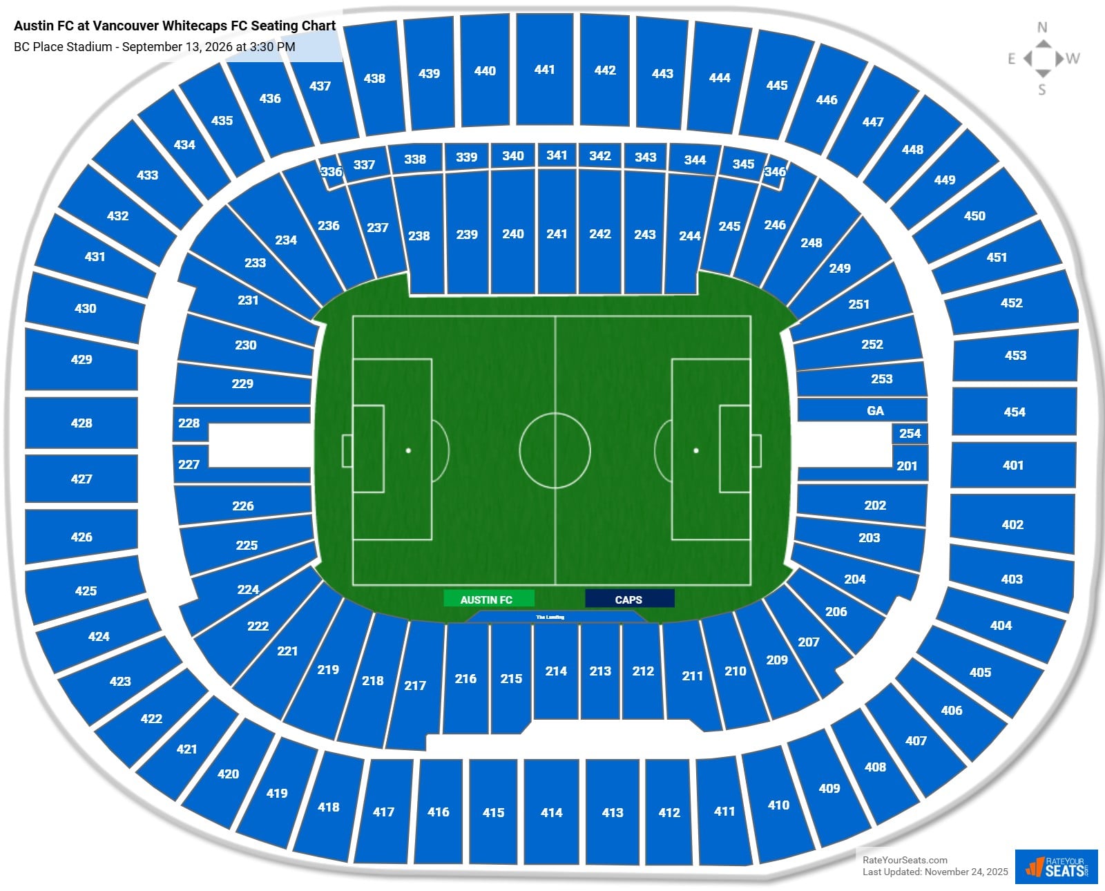 Austin FC at Vancouver Whitecaps FC seating chart BC Place Stadium