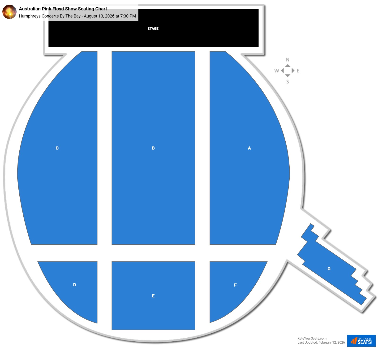 Australian Pink Floyd Show seating chart Humphreys Concerts By The Bay