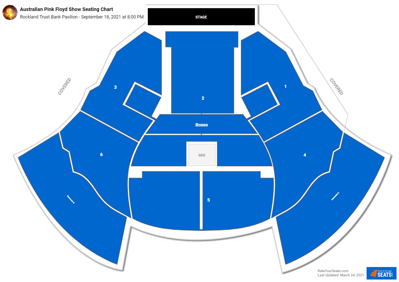 Australian Pink Floyd Show seating chart Rockland Trust Bank Pavilion
