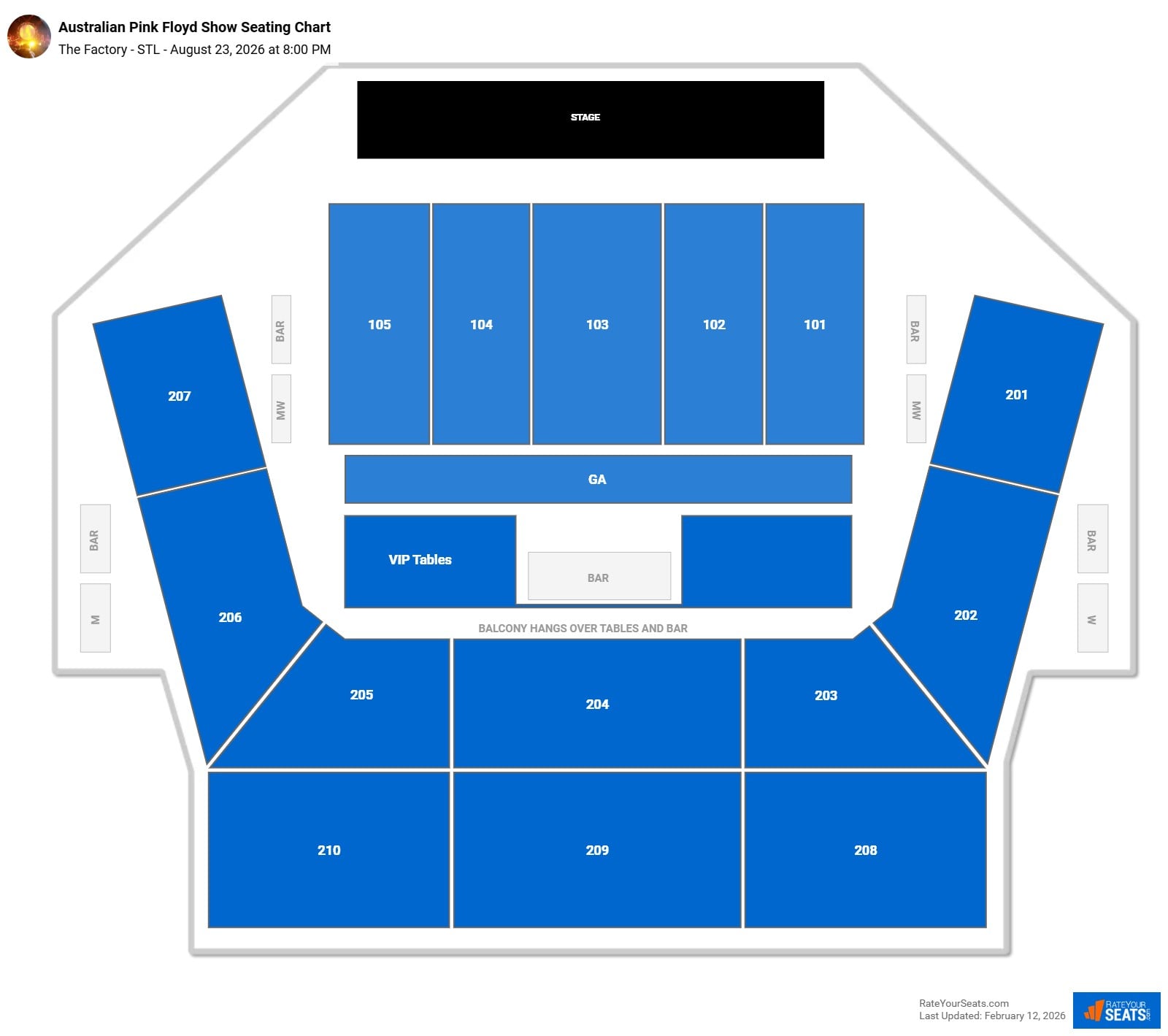 Australian Pink Floyd Show seating chart The Factory - STL