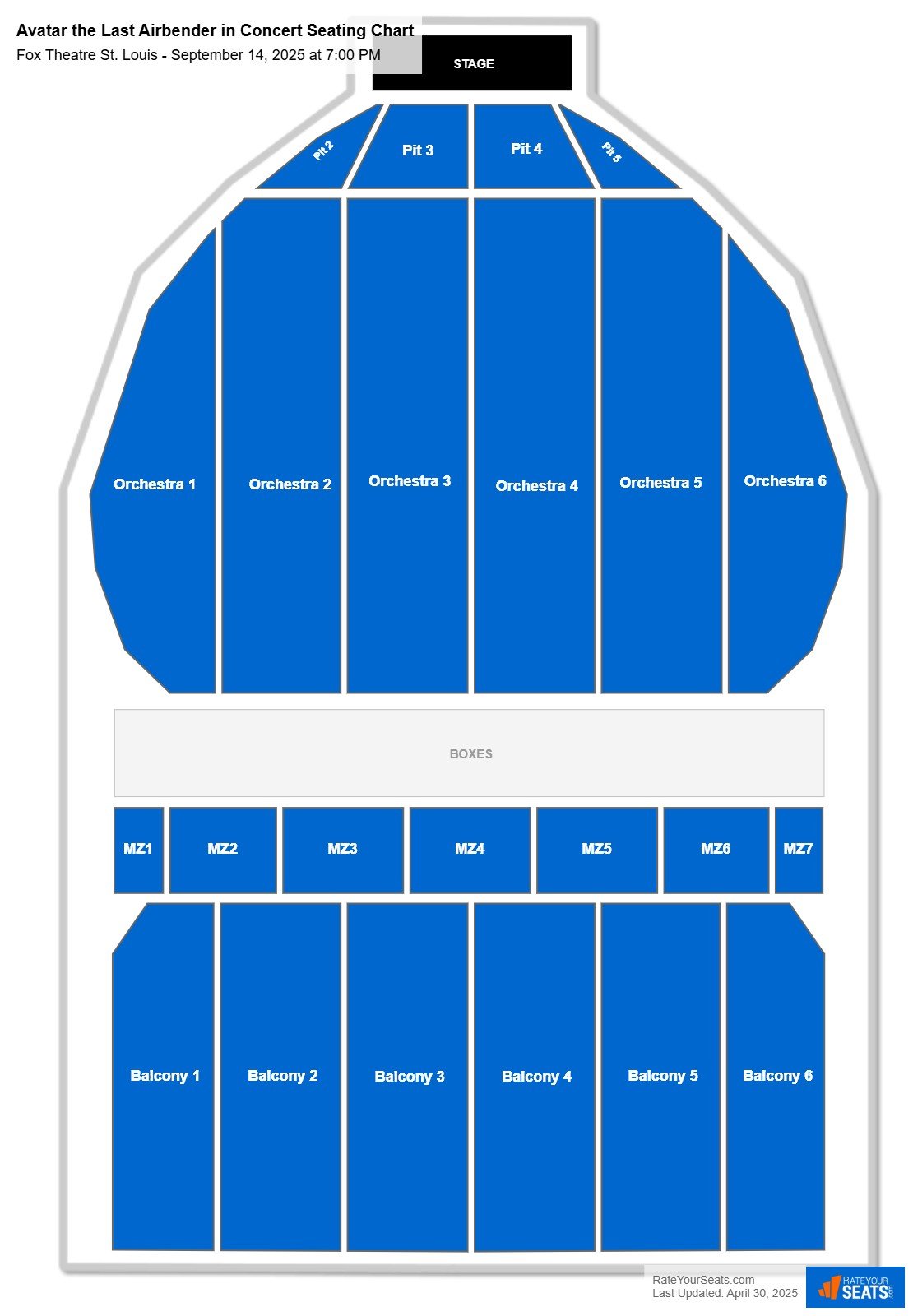 Avatar the Last Airbender in Concert seating chart Fox Theatre St. Louis