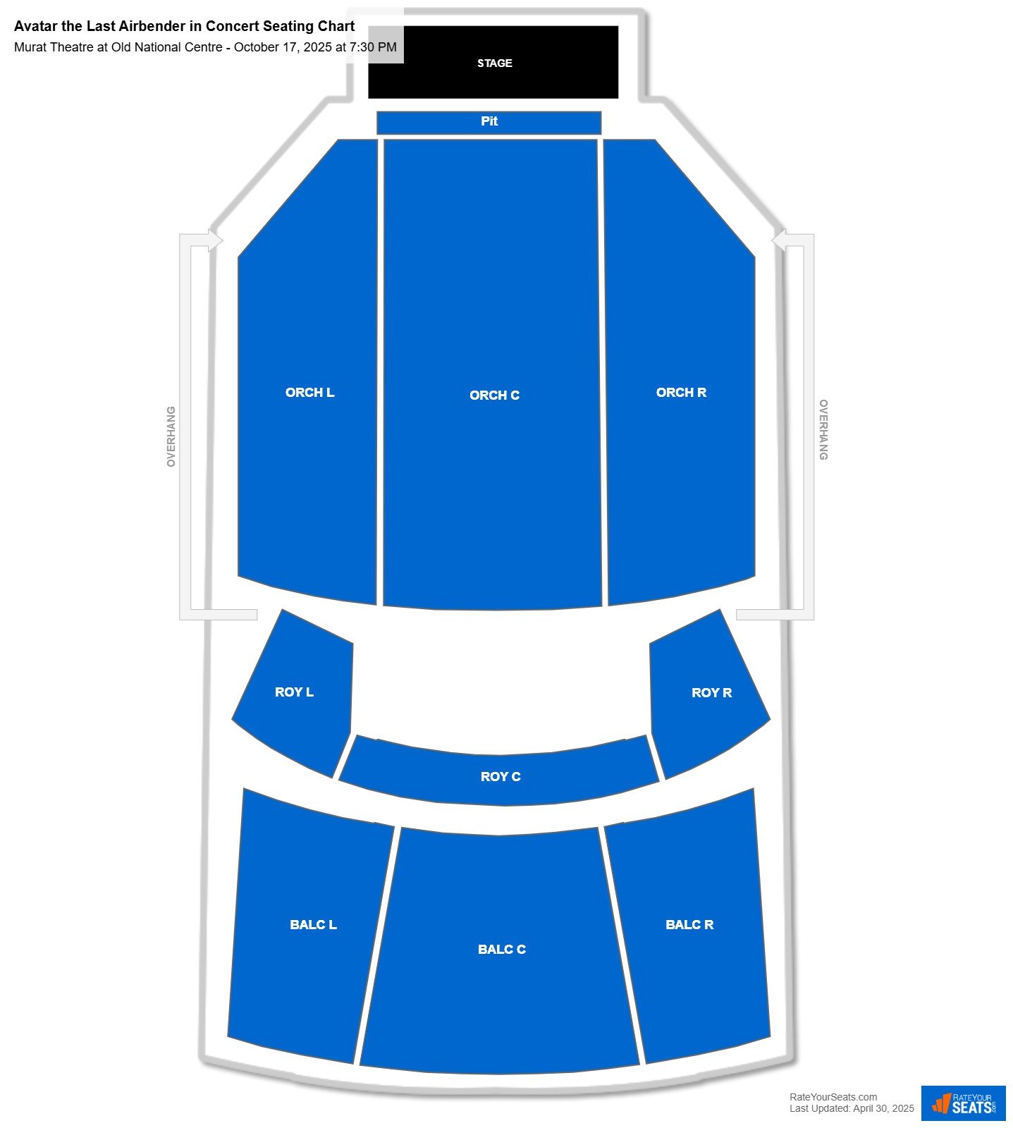 Avatar the Last Airbender in Concert seating chart Murat Theatre at Old National Centre