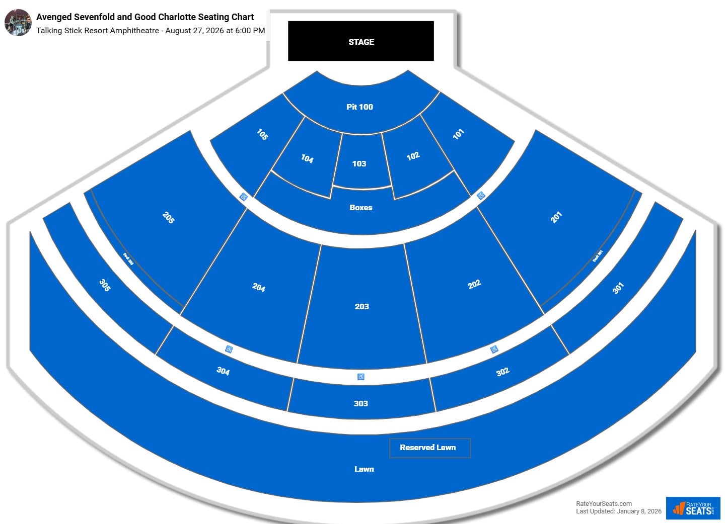 Avenged Sevenfold and Good Charlotte seating chart Talking Stick Resort Amphitheatre
