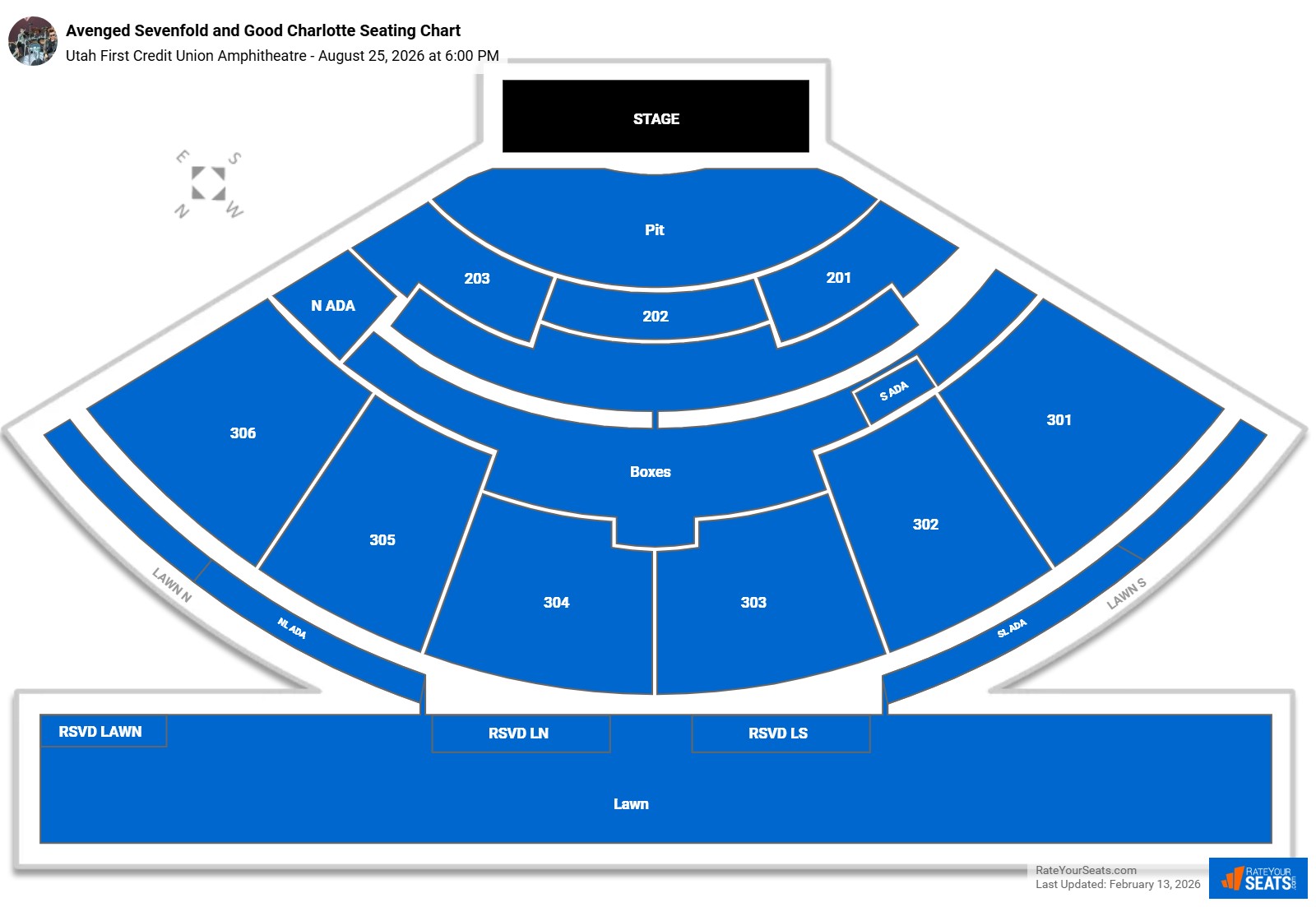 Avenged Sevenfold and Good Charlotte seating chart Utah First Credit Union Amphitheatre