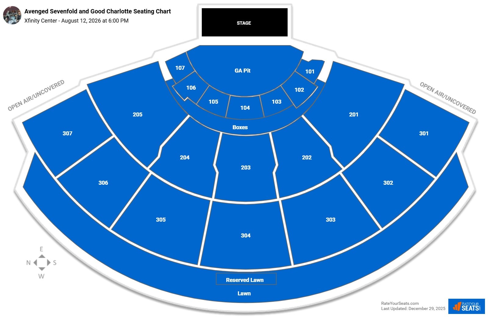 Avenged Sevenfold and Good Charlotte seating chart Xfinity Center (Mansfield)