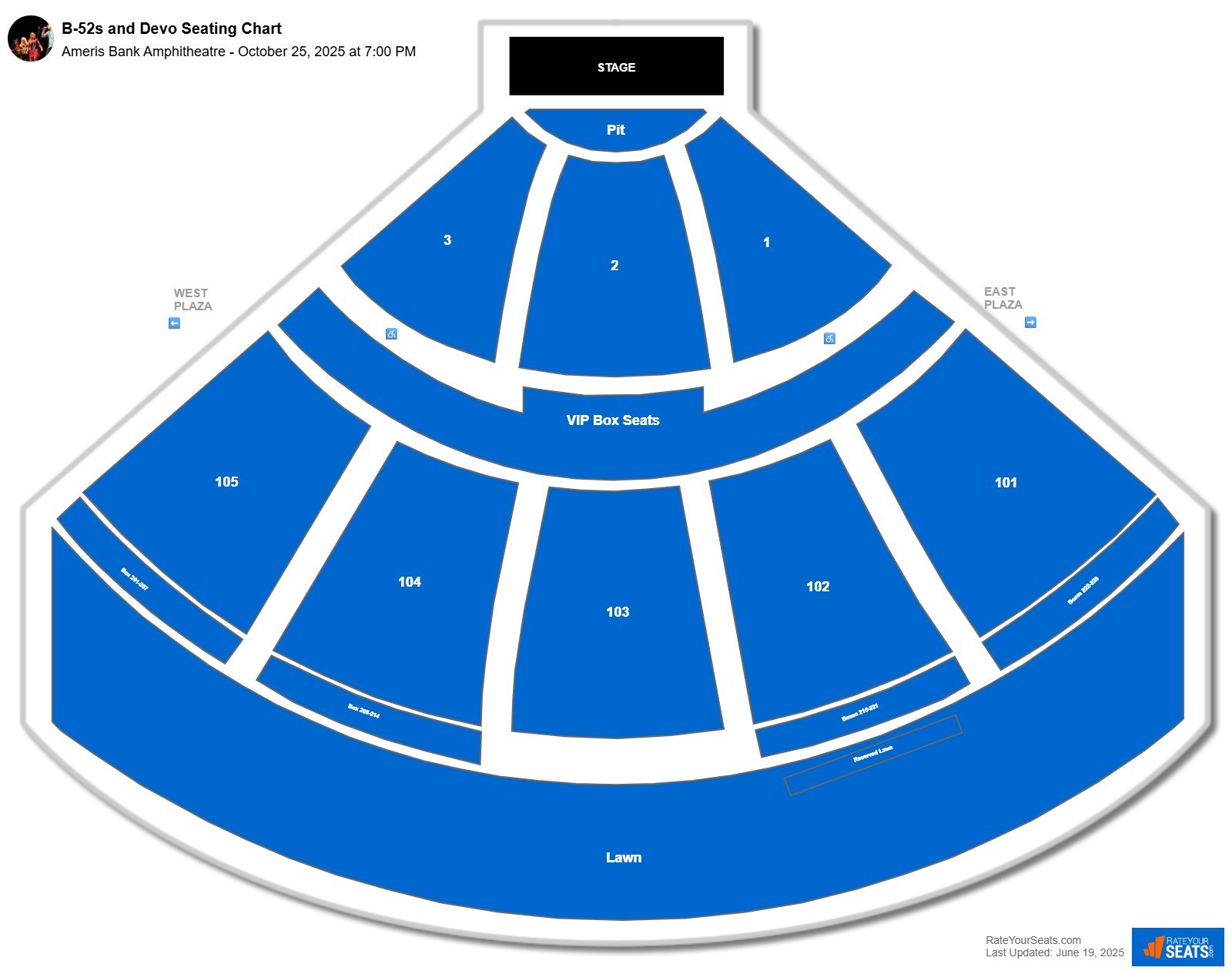 B-52s and Devo seating chart Ameris Bank Amphitheatre