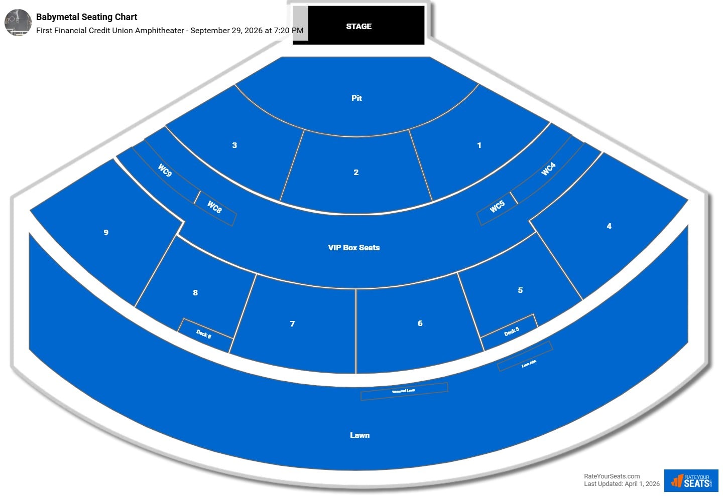 Babymetal seating chart First Financial Credit Union Amphitheater