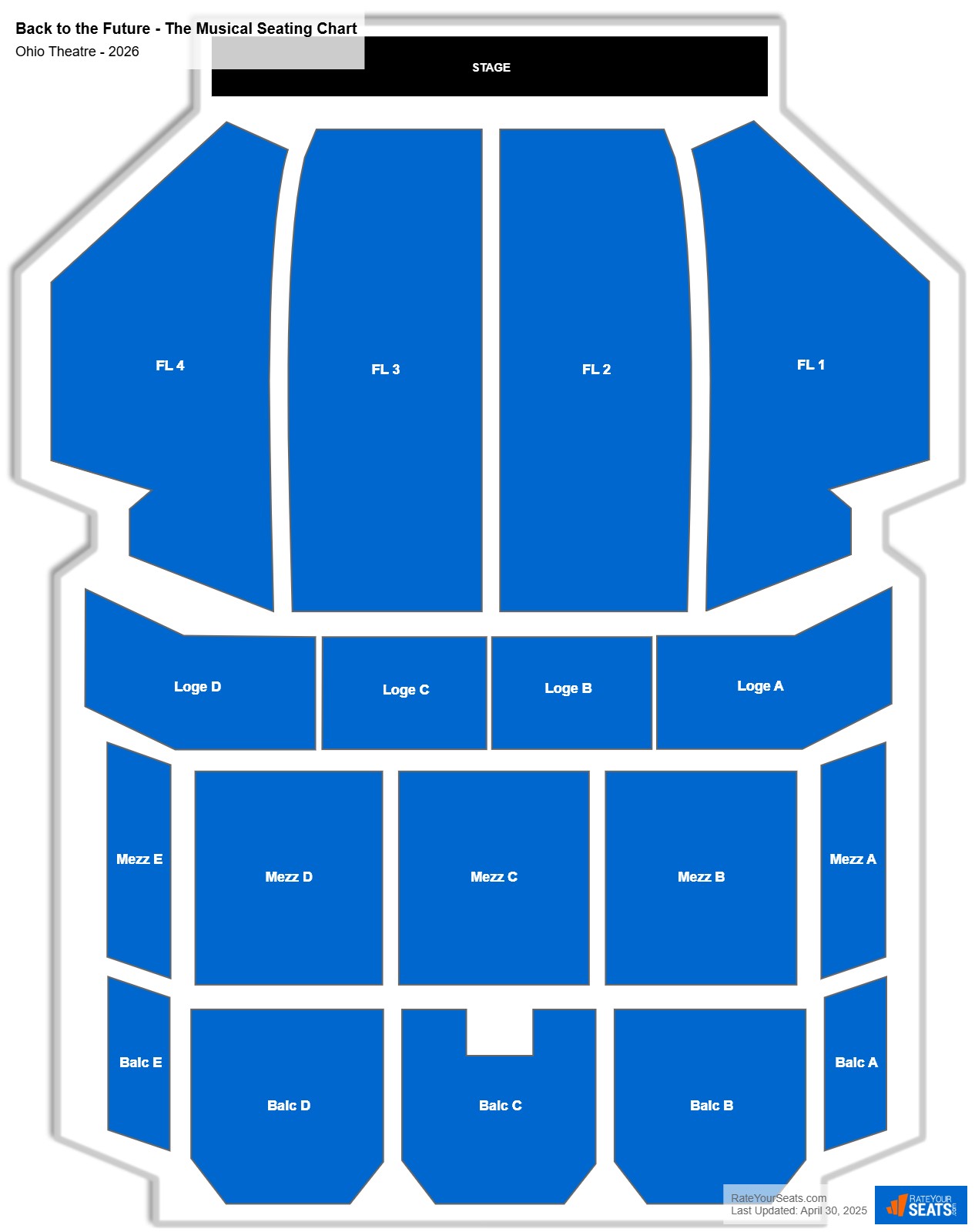 Back to the Future - The Musical seating chart Ohio Theatre