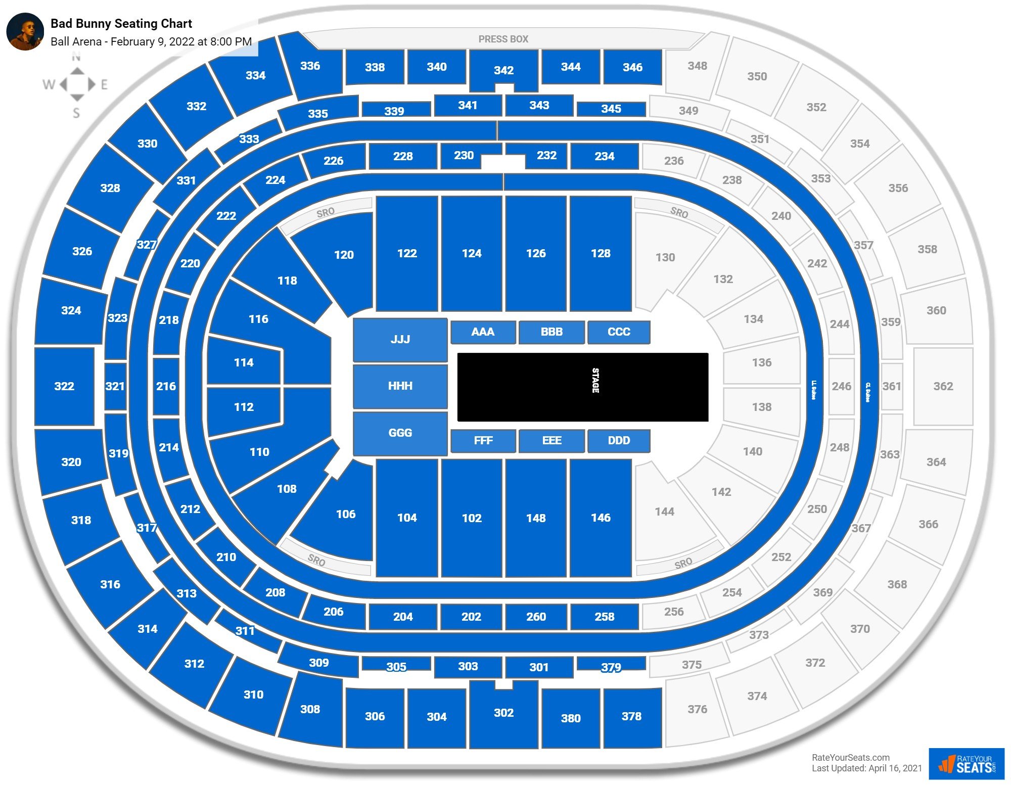 Ball Arena Seating Charts for Concerts - RateYourSeats.com