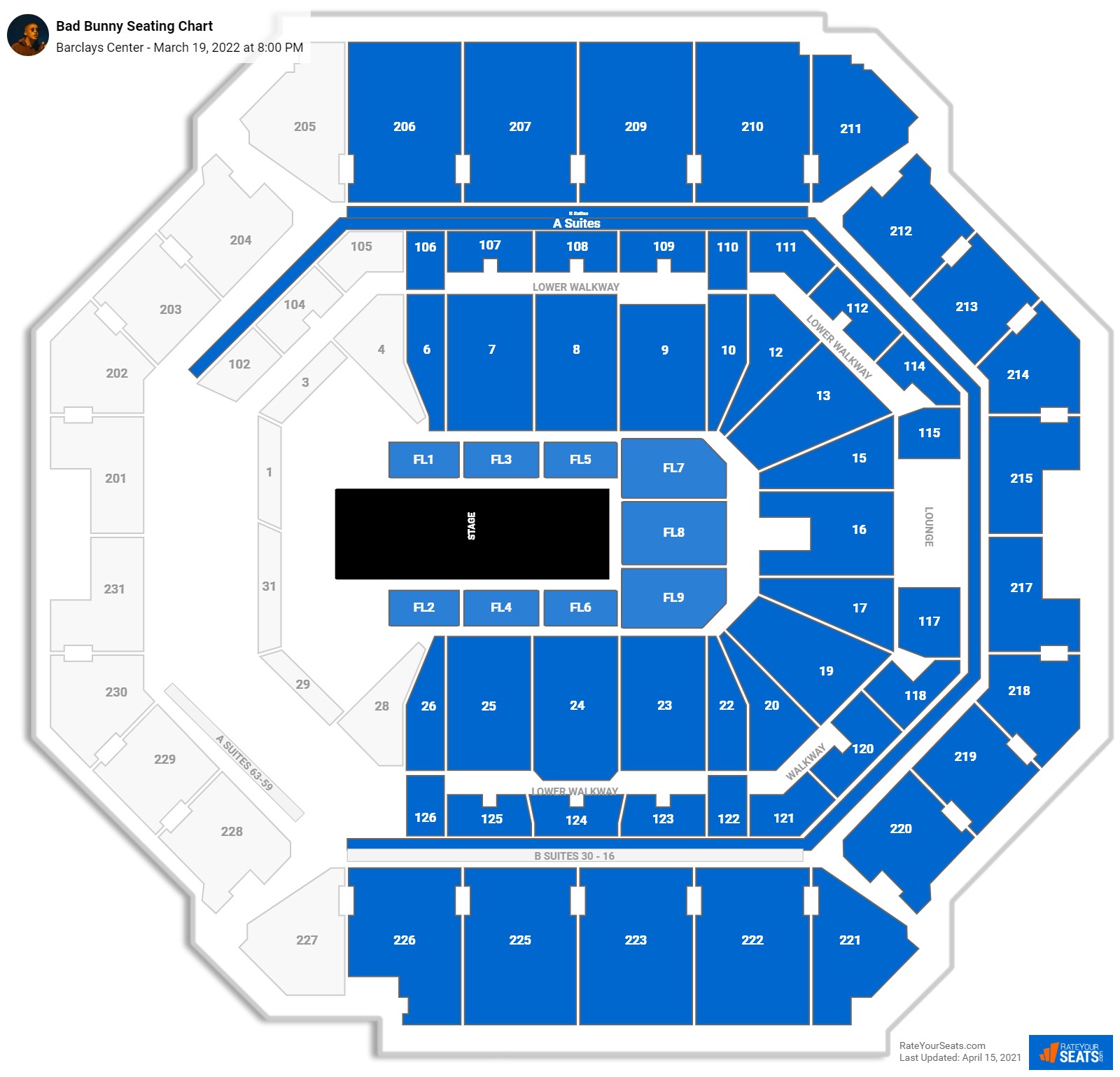 Bad Bunny seating chart Barclays Center