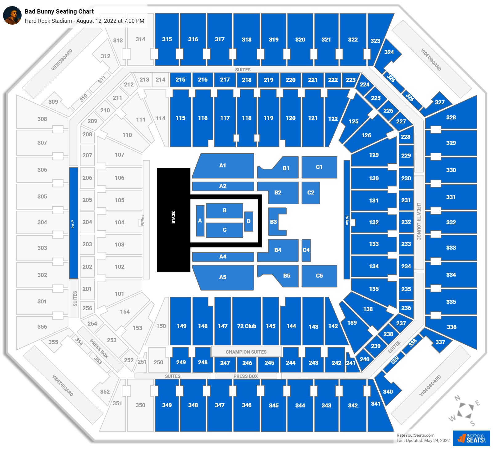 Hard Rock Stadium Concert Seating Chart - RateYourSeats.com