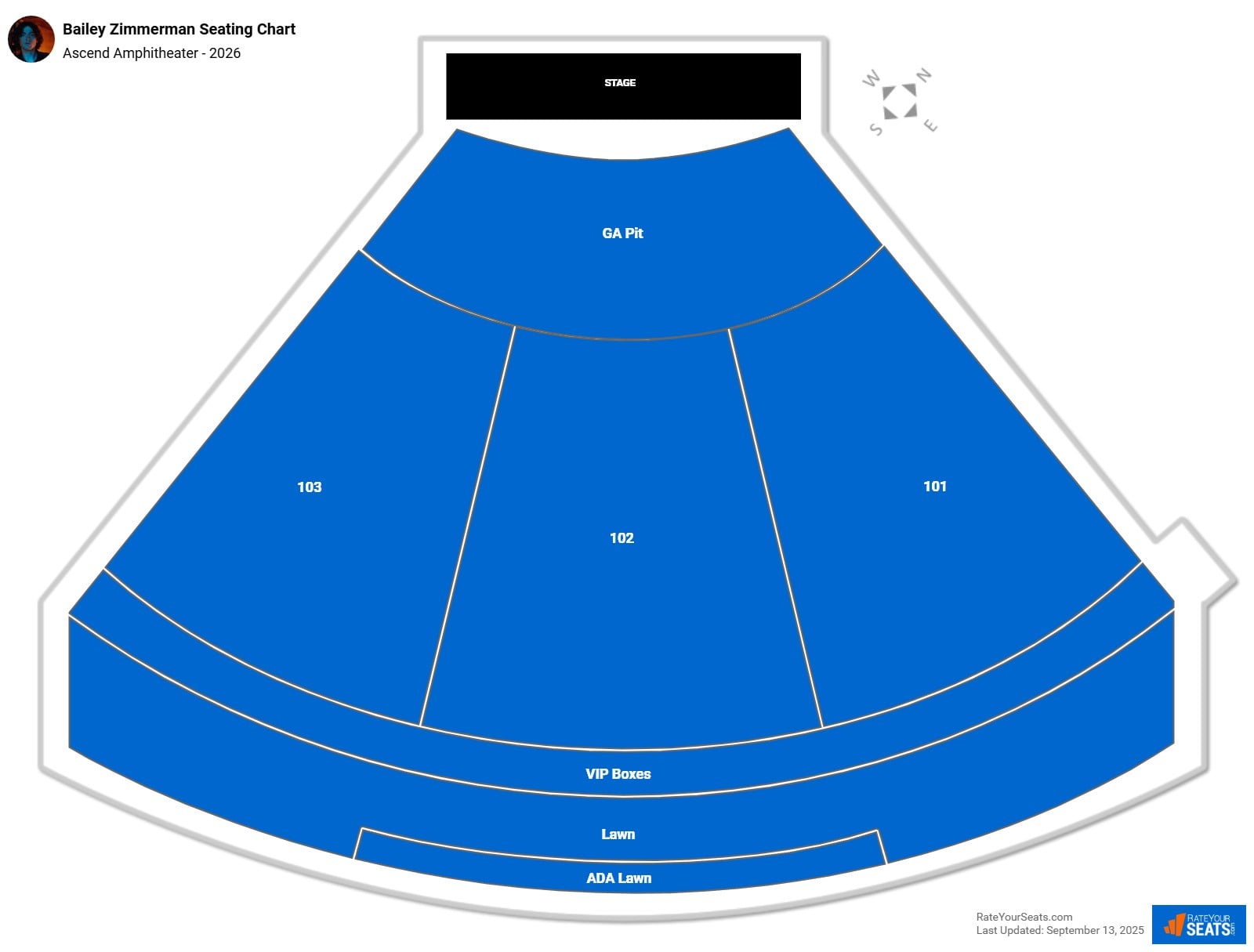 Bailey Zimmerman seating chart Ascend Amphitheater