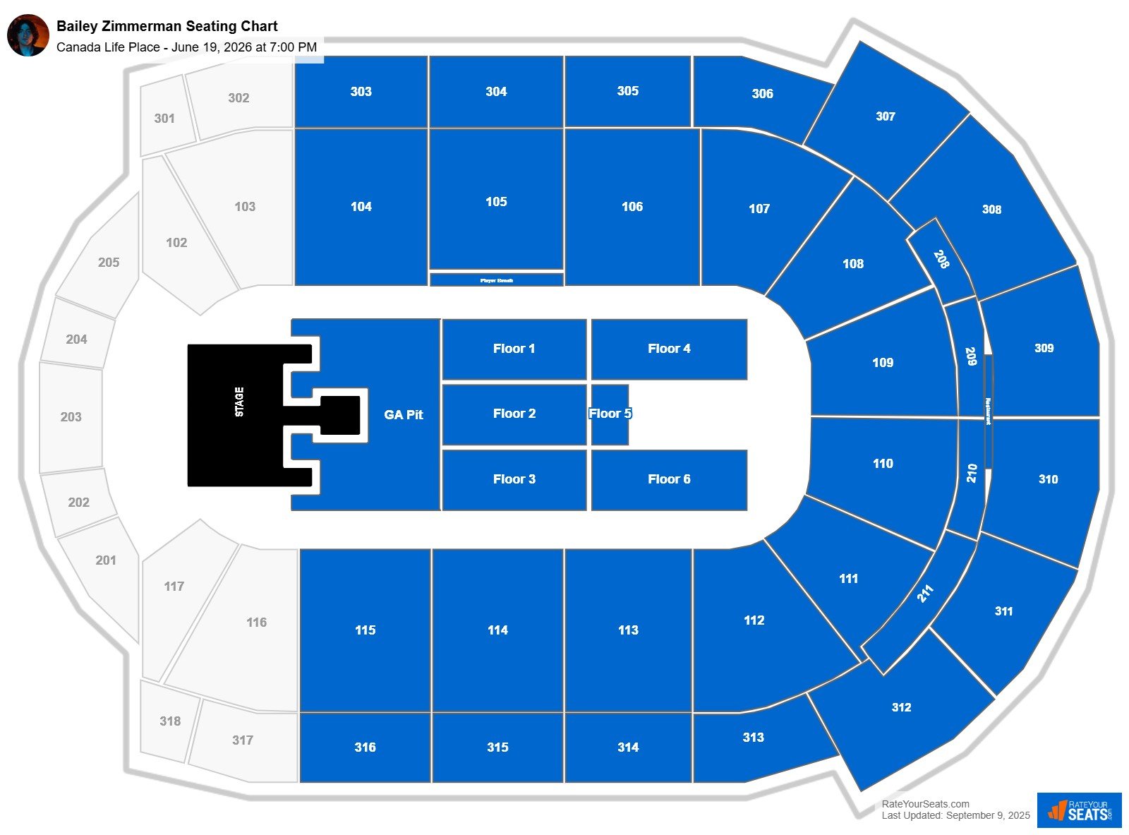 Bailey Zimmerman seating chart Canada Life Place
