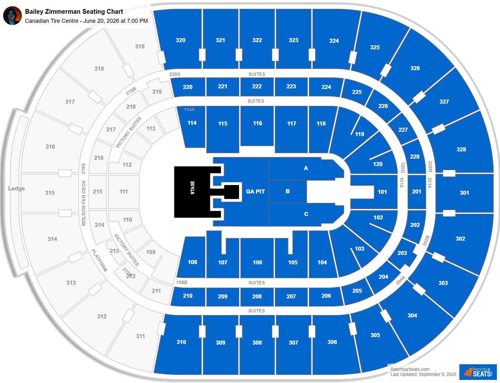 Bailey Zimmerman seating chart Canadian Tire Centre
