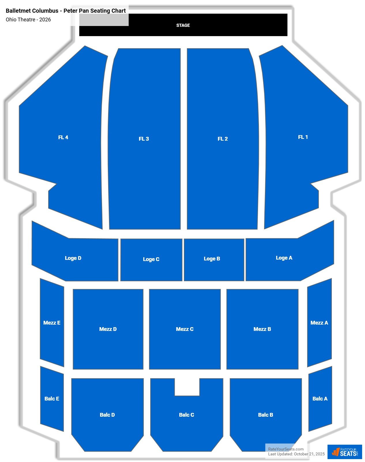 Balletmet Columbus - Peter Pan seating chart Ohio Theatre
