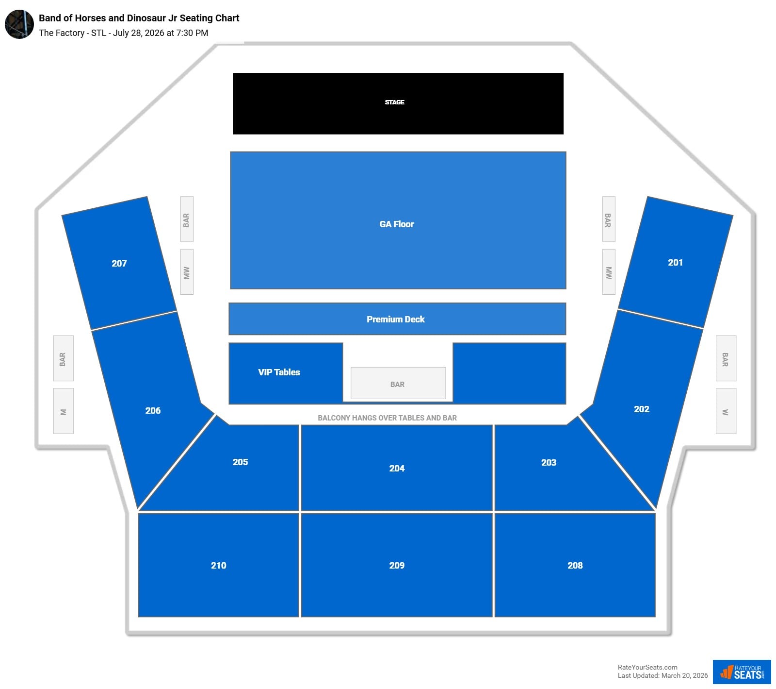 Band of Horses and Dinosaur Jr seating chart The Factory - STL
