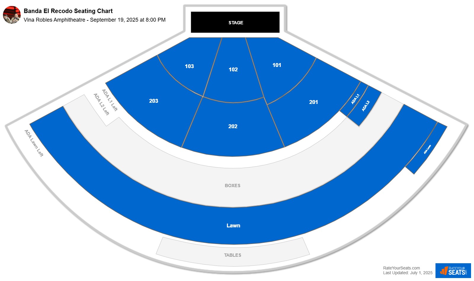 Banda El Recodo seating chart Vina Robles Amphitheatre