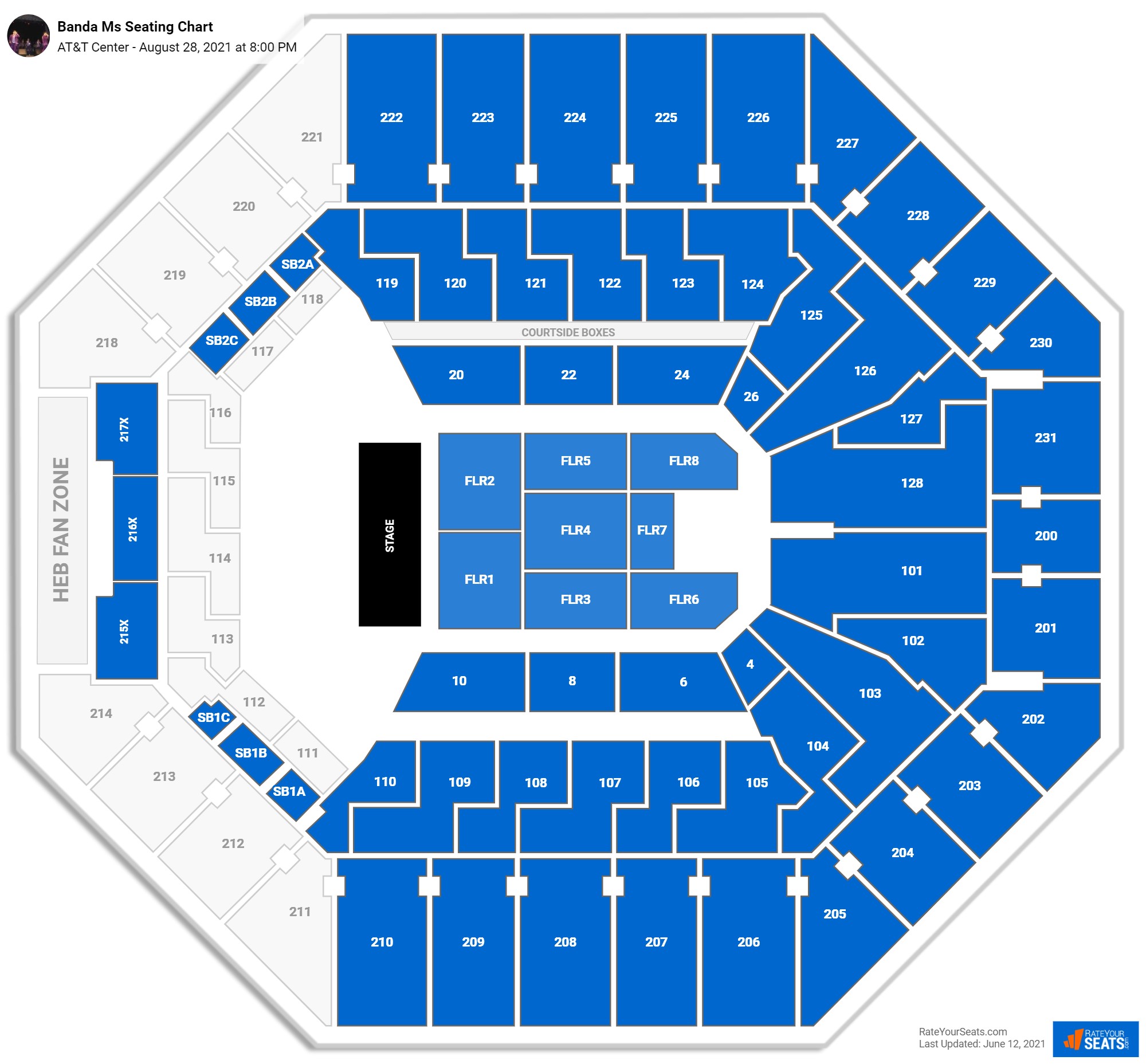 AT&T Center Seating Charts for Concerts - RateYourSeats.com