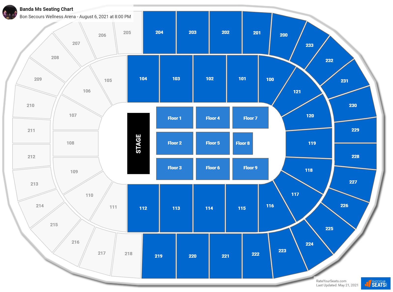 Bon Secours Wellness Arena Seating Charts for Concerts