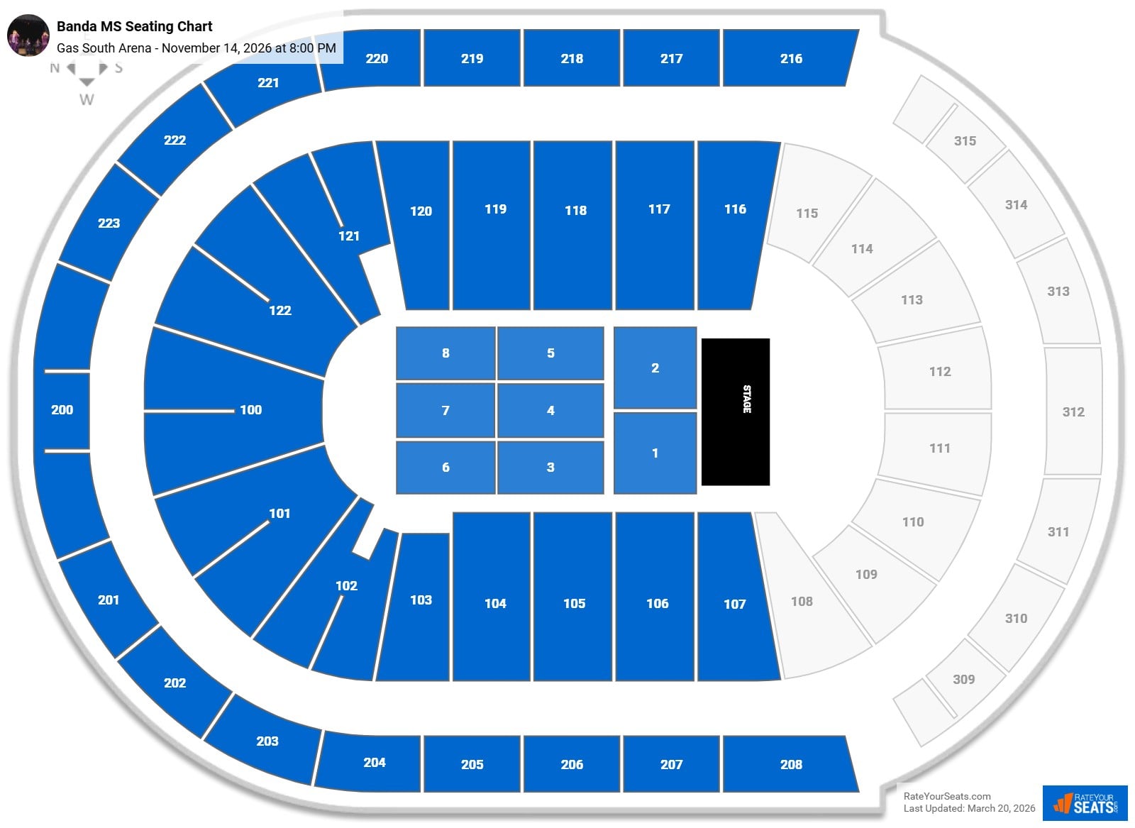 Banda MS seating chart Gas South Arena