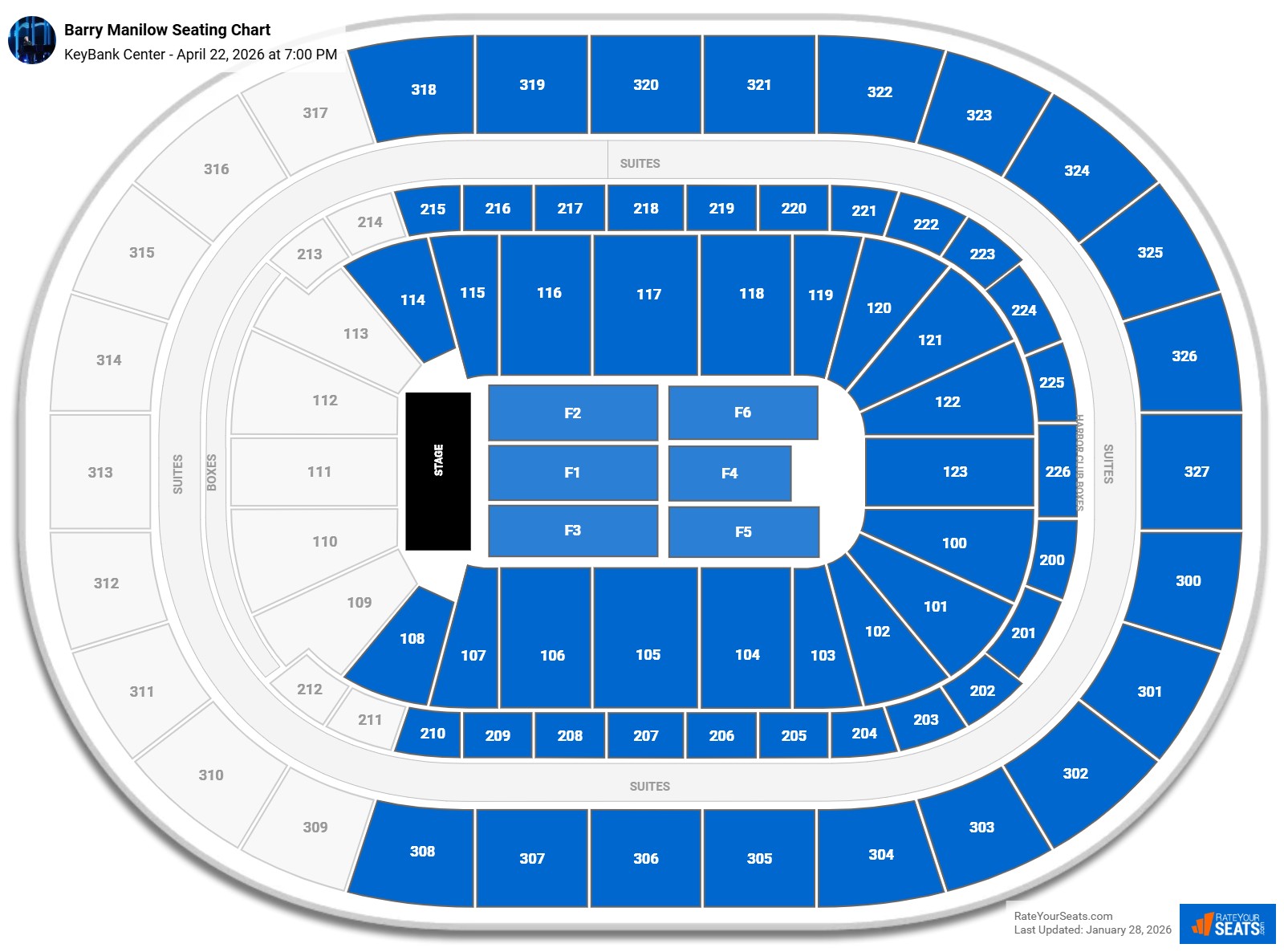 Barry Manilow seating chart KeyBank Center