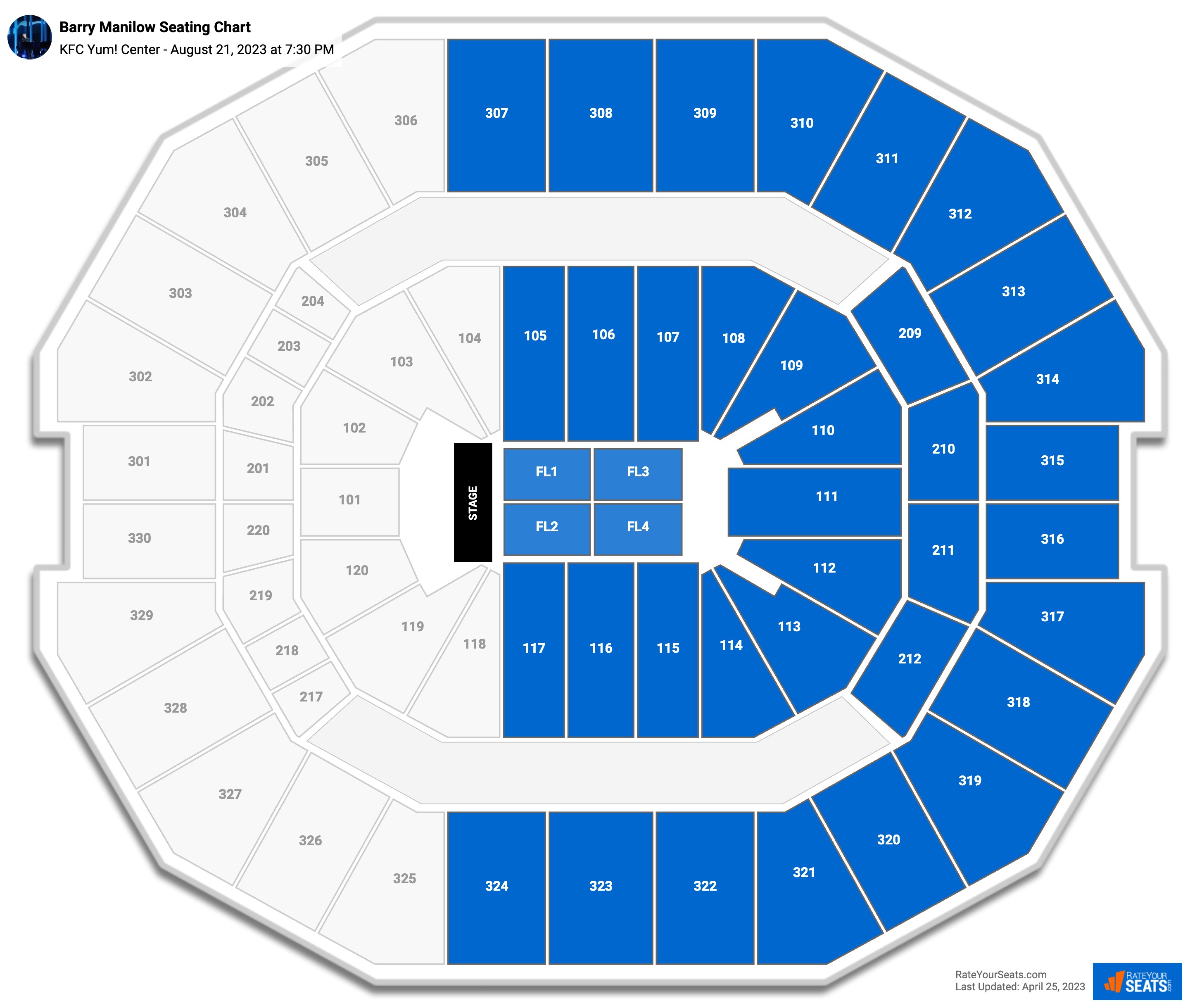 KFC Yum! Center Concert Seating Chart