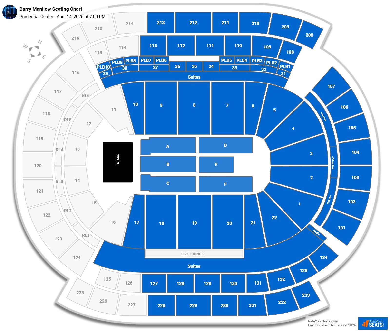 Barry Manilow seating chart Prudential Center
