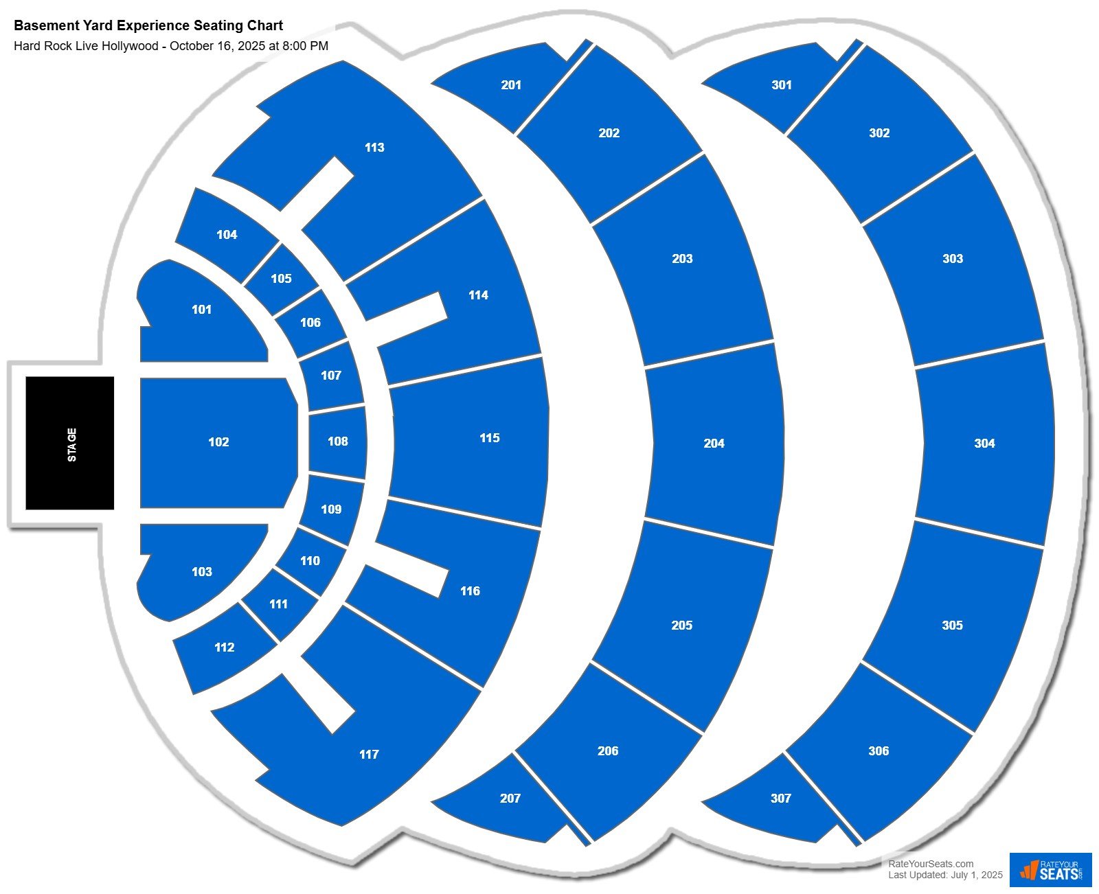 Basement Yard Experience seating chart Hard Rock Live Hollywood