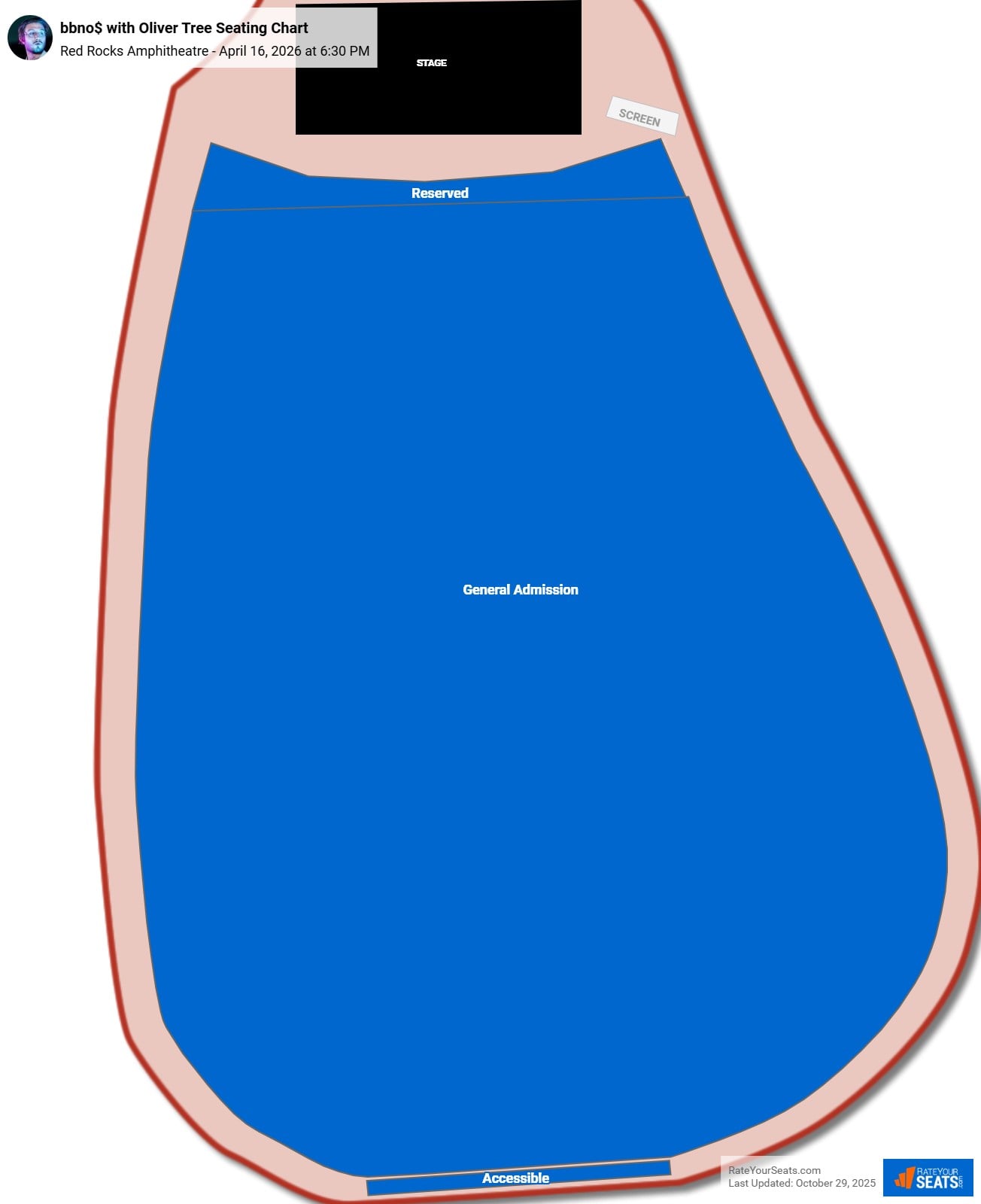 bbno$ with Oliver Tree seating chart Red Rocks Amphitheatre
