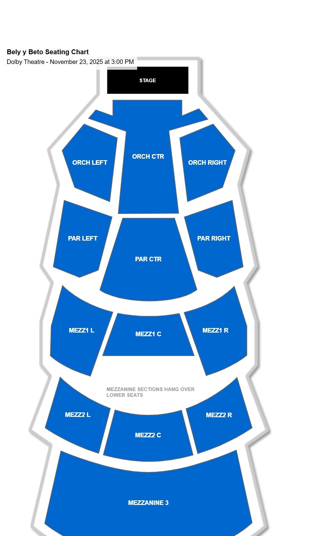 Bely y Beto seating chart Dolby Theatre